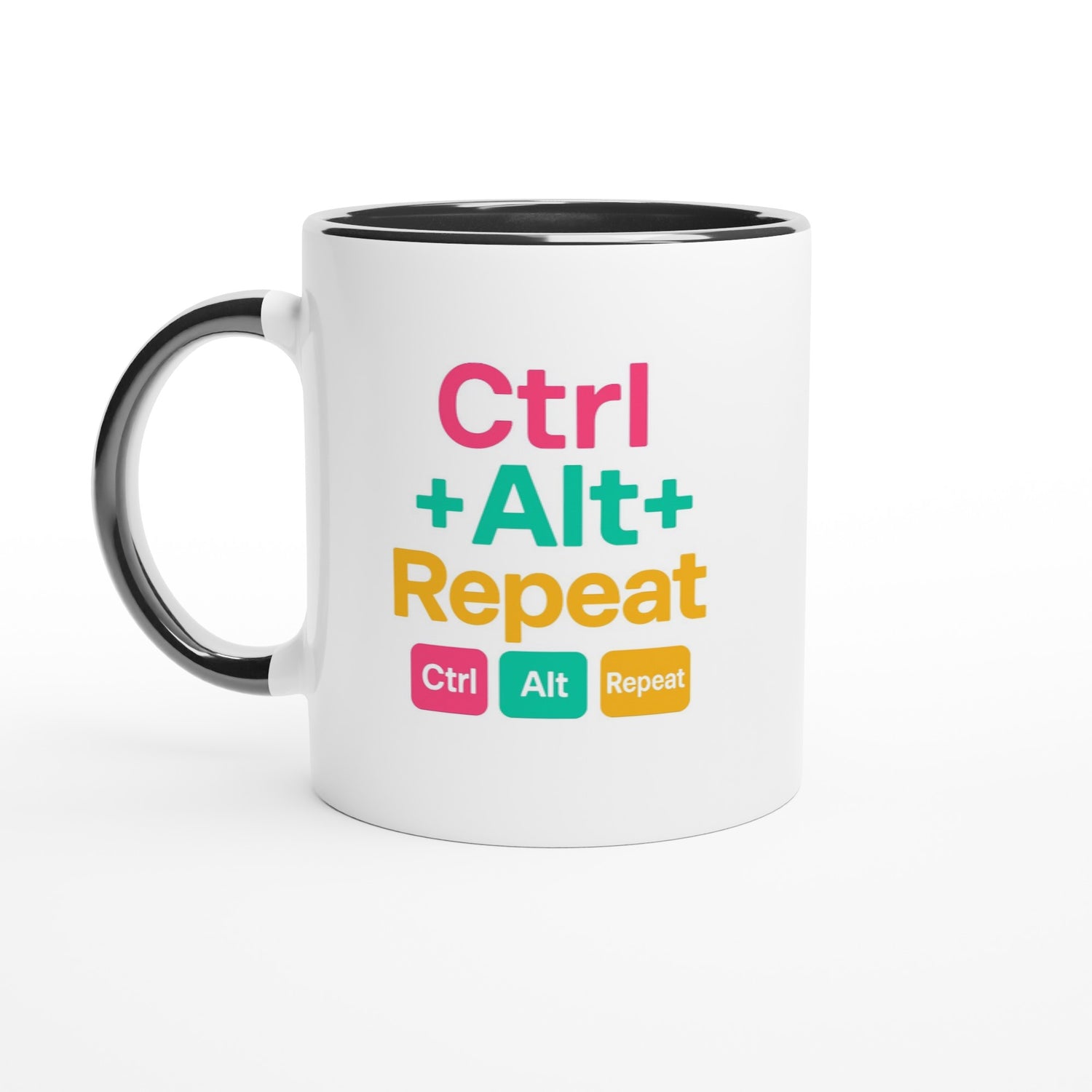 CTRL + ALT + REPEAT Bold Mug - Funny Gift for Tech Lovers - Ceramic Coffee Cup Ceramic Black