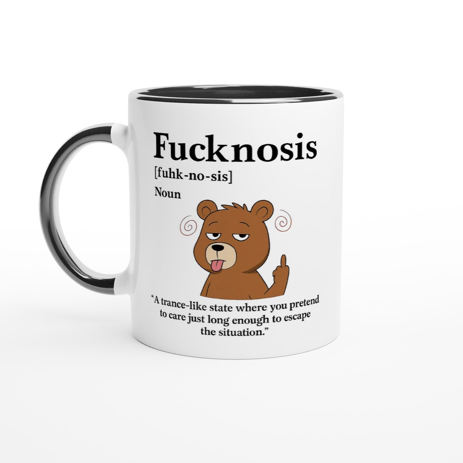 Funny F*cknosis Mug – Sarcastic Definition Coffee Cup with Dog, Cat, Bear, or Horse Design – 11oz Ceramic Humor Gift Ceramic Black Bear