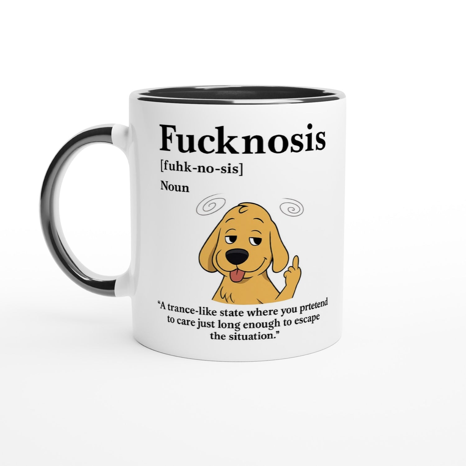Funny F*cknosis Mug – Sarcastic Definition Coffee Cup with Dog, Cat, Bear, or Horse Design – 11oz Ceramic Humor Gift Ceramic Black Dog
