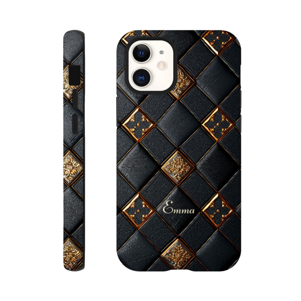 Personalized iPhone 16 and 15 Pro Max Cover,Luxury Checkers Pattern Tough Case,Custom Design,iPhone 16,15,14,13,12,11 iPhone 12 Mini