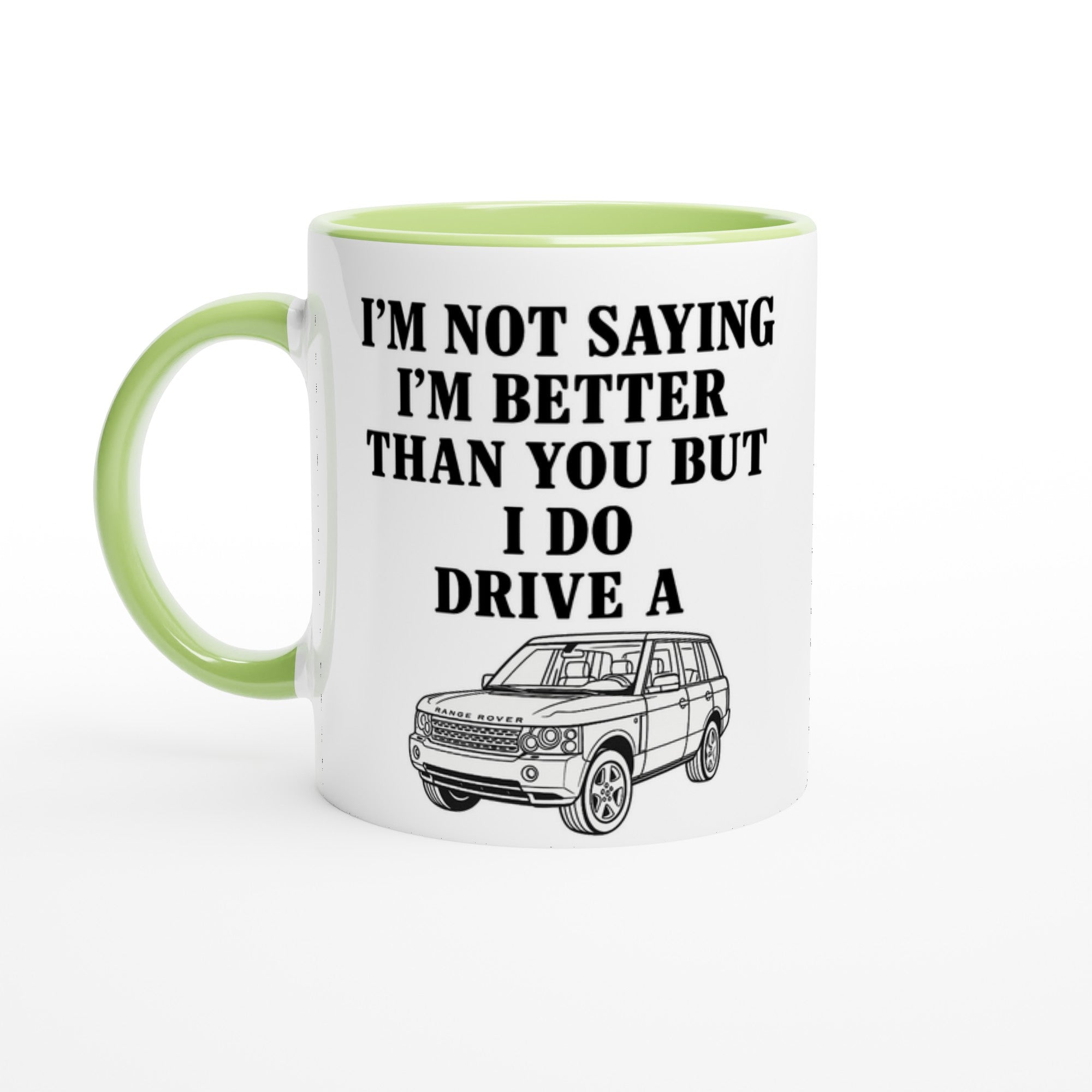 Range Rover Mug – Funny 11oz Coffee Cup for Luxury Car Lovers | Land Rover Gift Ceramic Green
