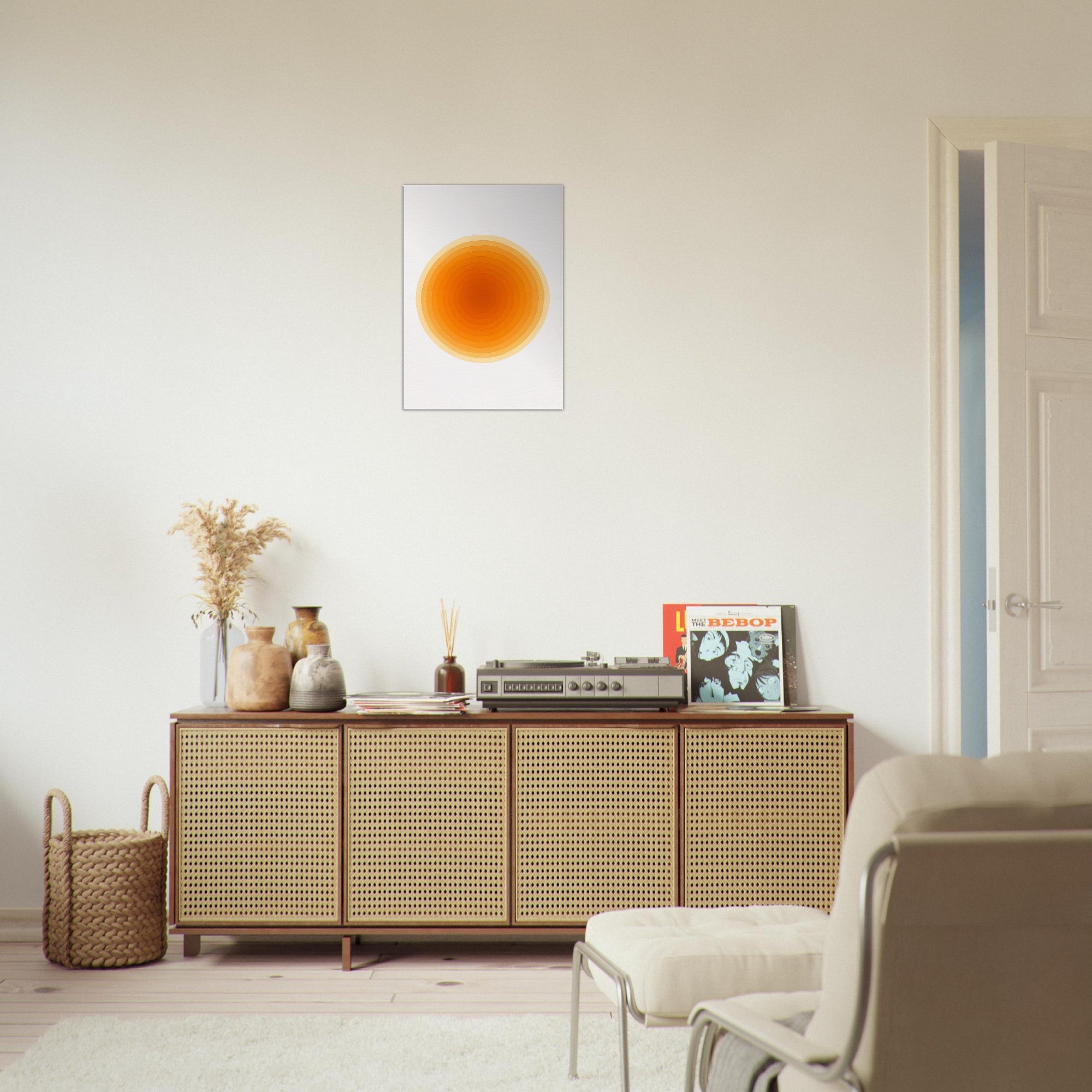 Solar Bloom - Radiant Orange Canvas - Abstract Watercolor Spiral Art Print - Slim Canvas - Wall Art