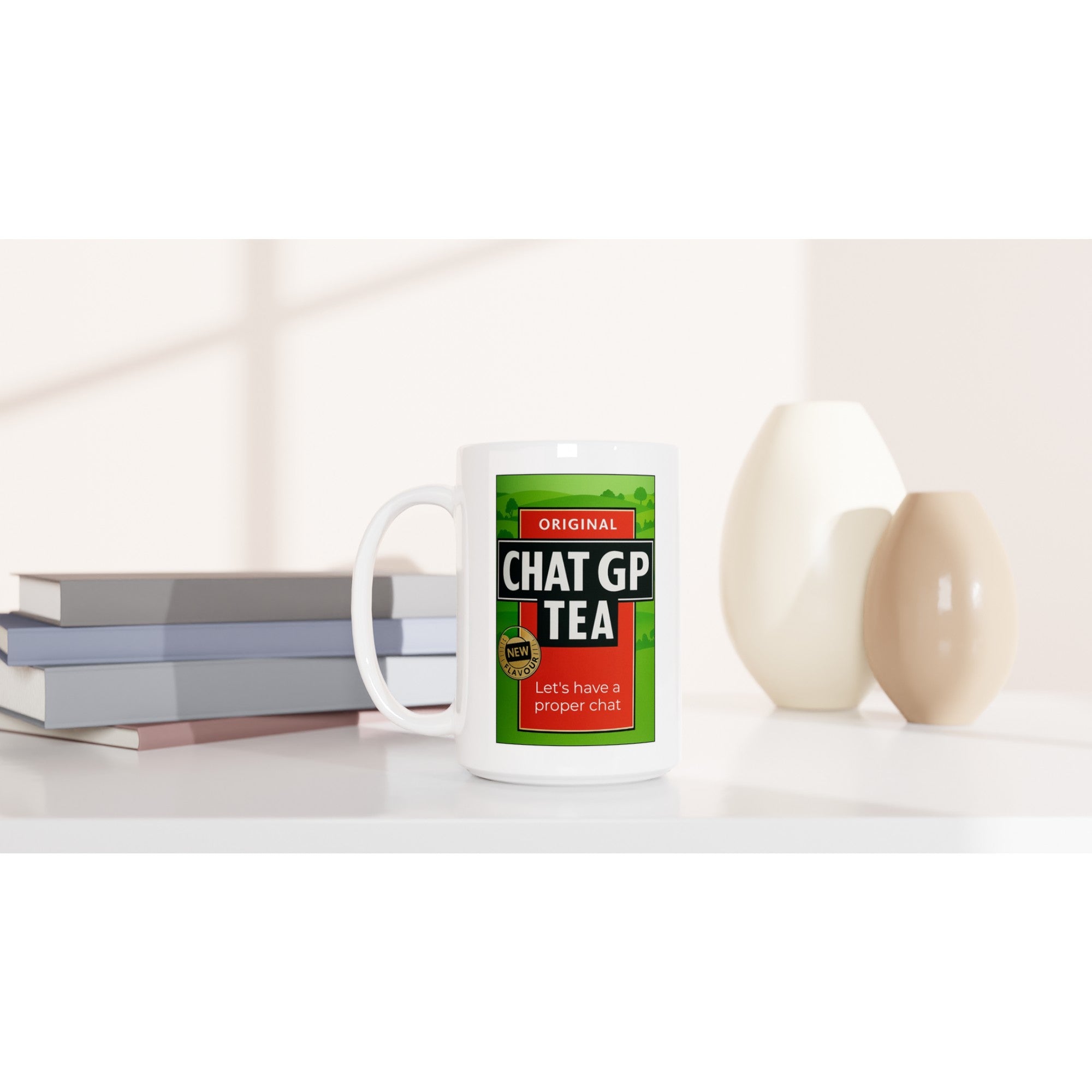 Chat GP Tea Mug - Humorous 15oz Coffee Cup for Tea Lovers & ChatGPT AI Fans