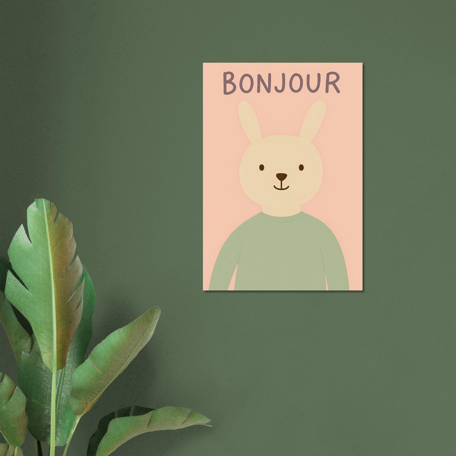 Bonjour Bunny Poster - Adorable Nursery Decor for Baby Girl - Classic Matte Art Print 70x100 cm 28x40″
