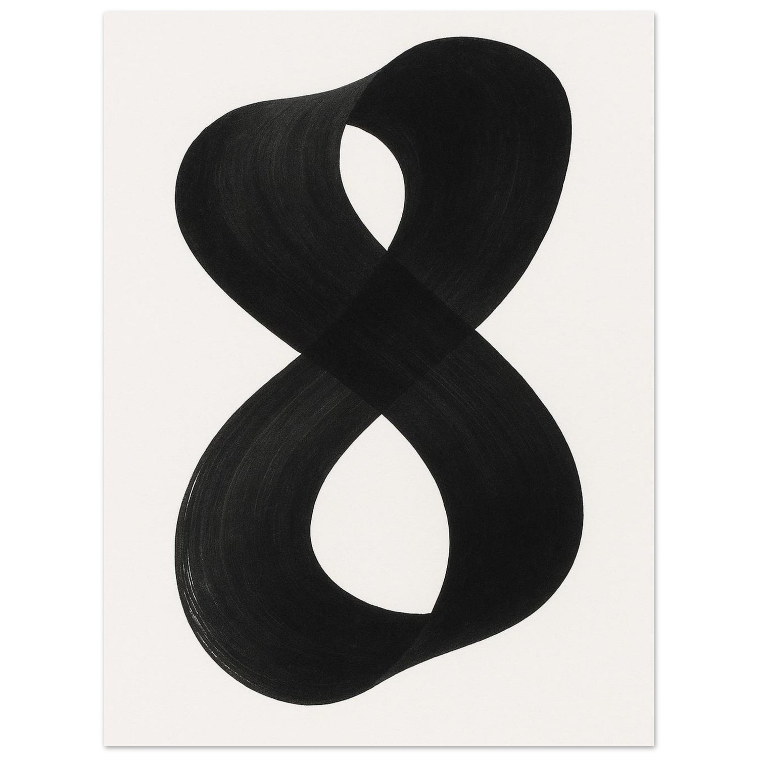 Infinity Abstract Brushstroke Art Print - Modern Minimalist Poster in Pink, Blue, Ochre, Black 60x80 cm 24x32″ Black