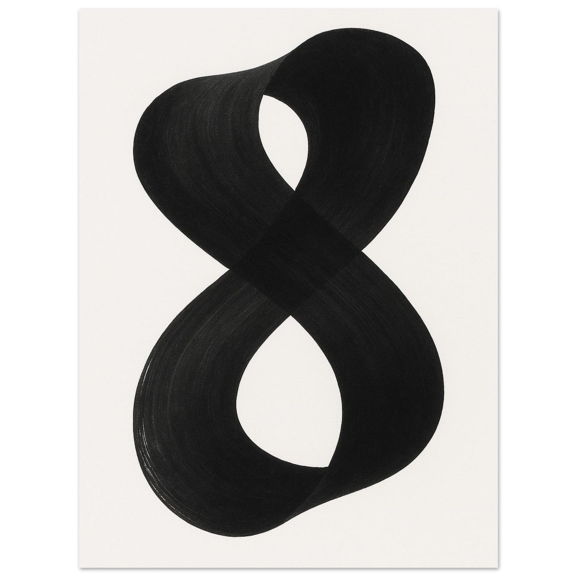 Infinity Abstract Brushstroke Art Print - Modern Minimalist Poster in Pink, Blue, Ochre, Black 60x80 cm 24x32″ Black