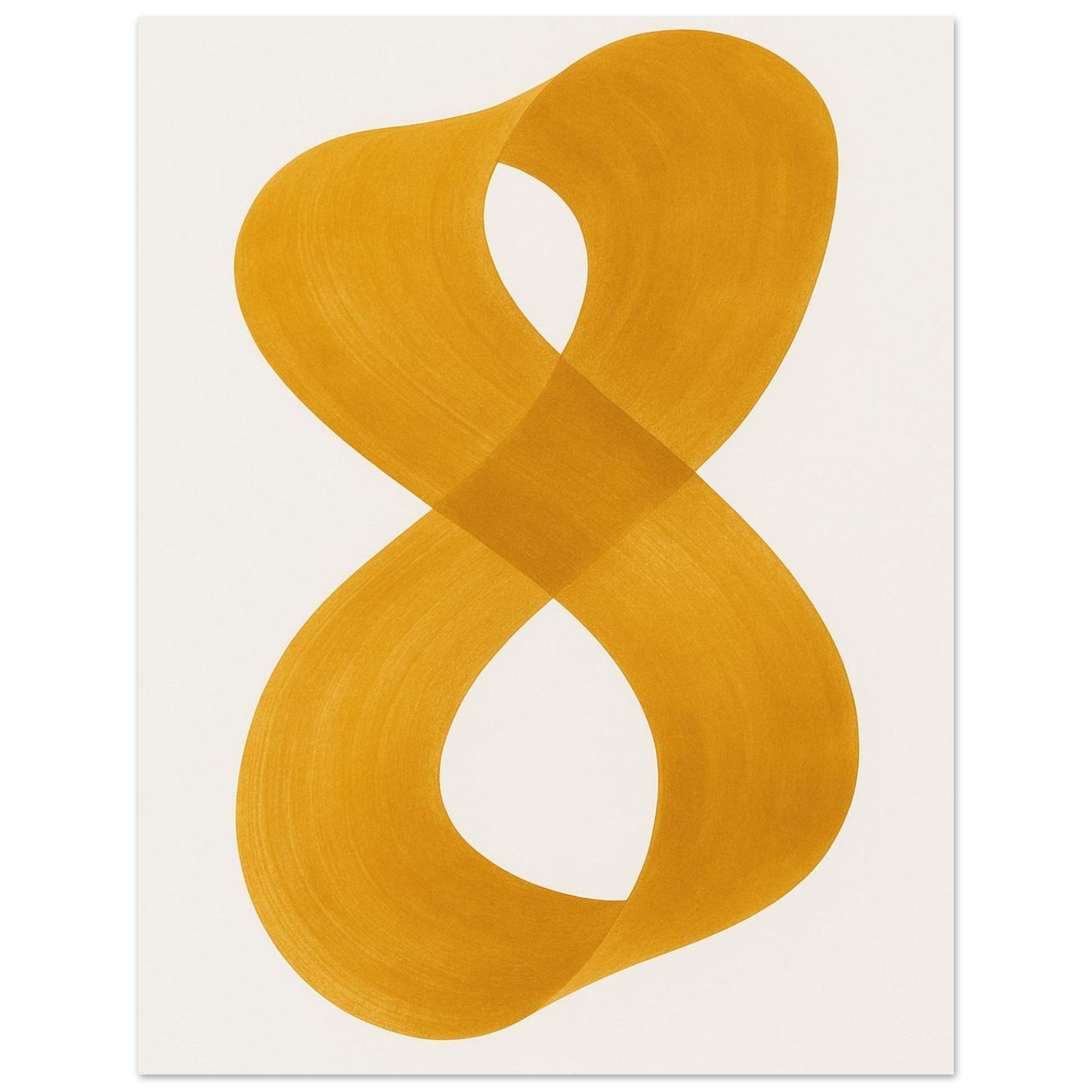 Infinity Abstract Brushstroke Art Print - Modern Minimalist Poster in Pink, Blue, Ochre, Black 27x35 cm 11x14″ Ochre