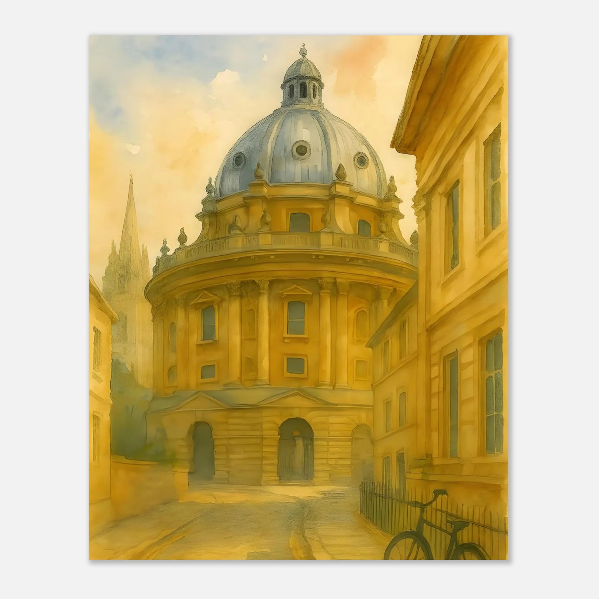 Oxford Radcliffe Camera Watercolour Poster – English University Architecture Art - Travel Print - Wall Art - A1, A2, A3, A4 Poster 40x50 cm 16x20″