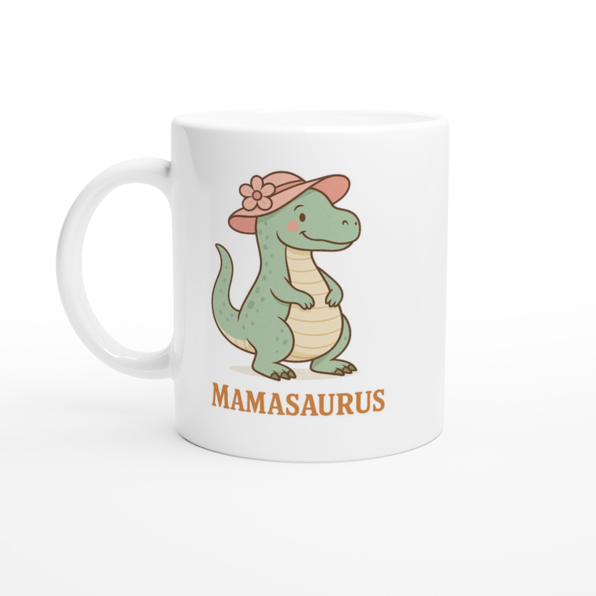 Mamasaurus Mug - Cute Dinosaur Coffee Cup - Perfect Gift for Moms Ceramic White