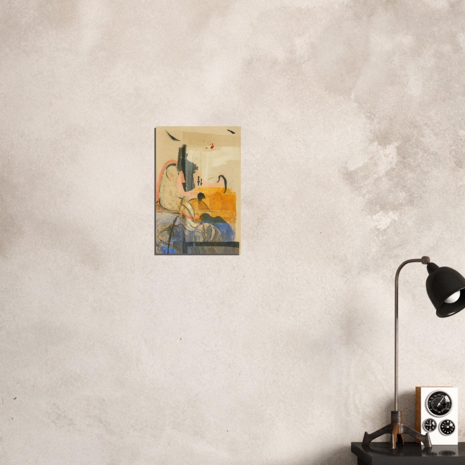 Echoes in Ochre: Modern Abstract Watercolor Poster (A3 Size | Vertical | Textured Art Print) 30x45 cm 12x18″