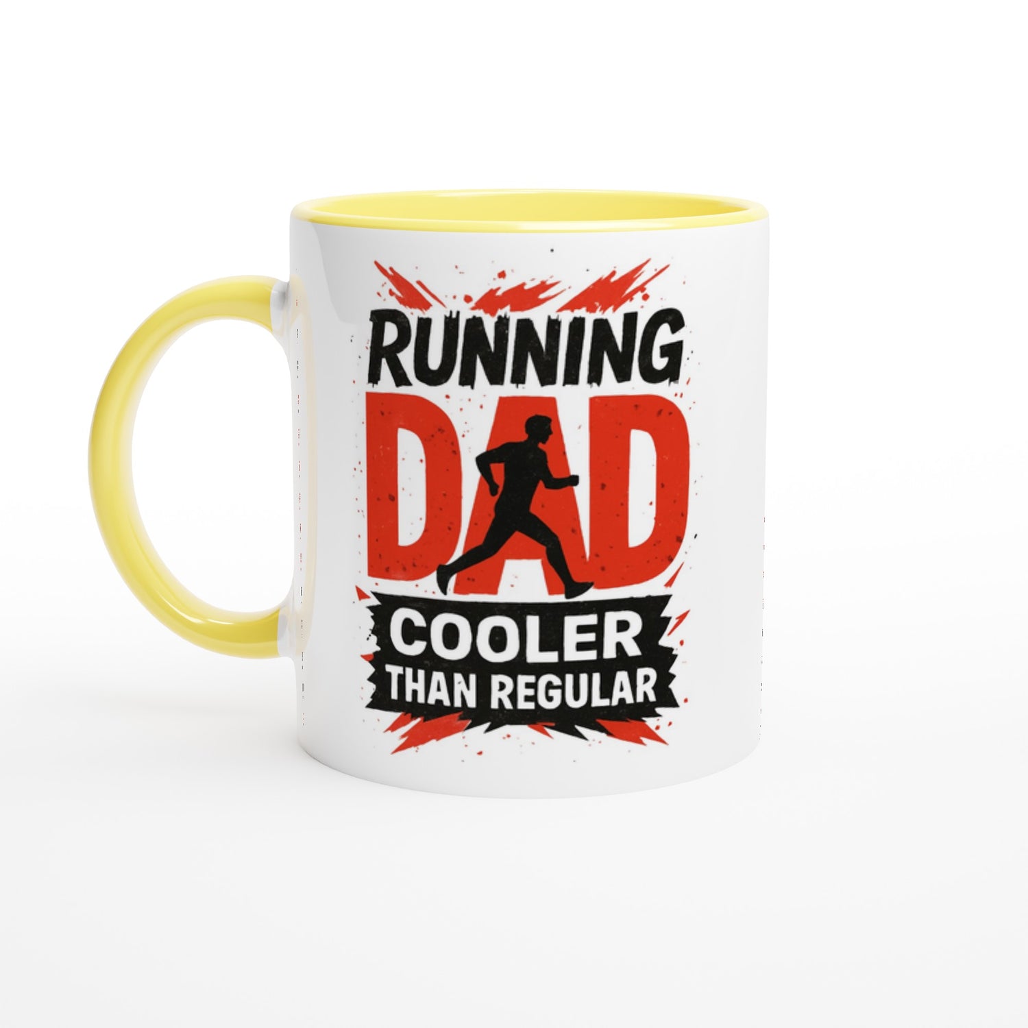 Running Dad Mug - Cooler than Regular Dad | 11oz Gift for Runners Ceramic Yellow