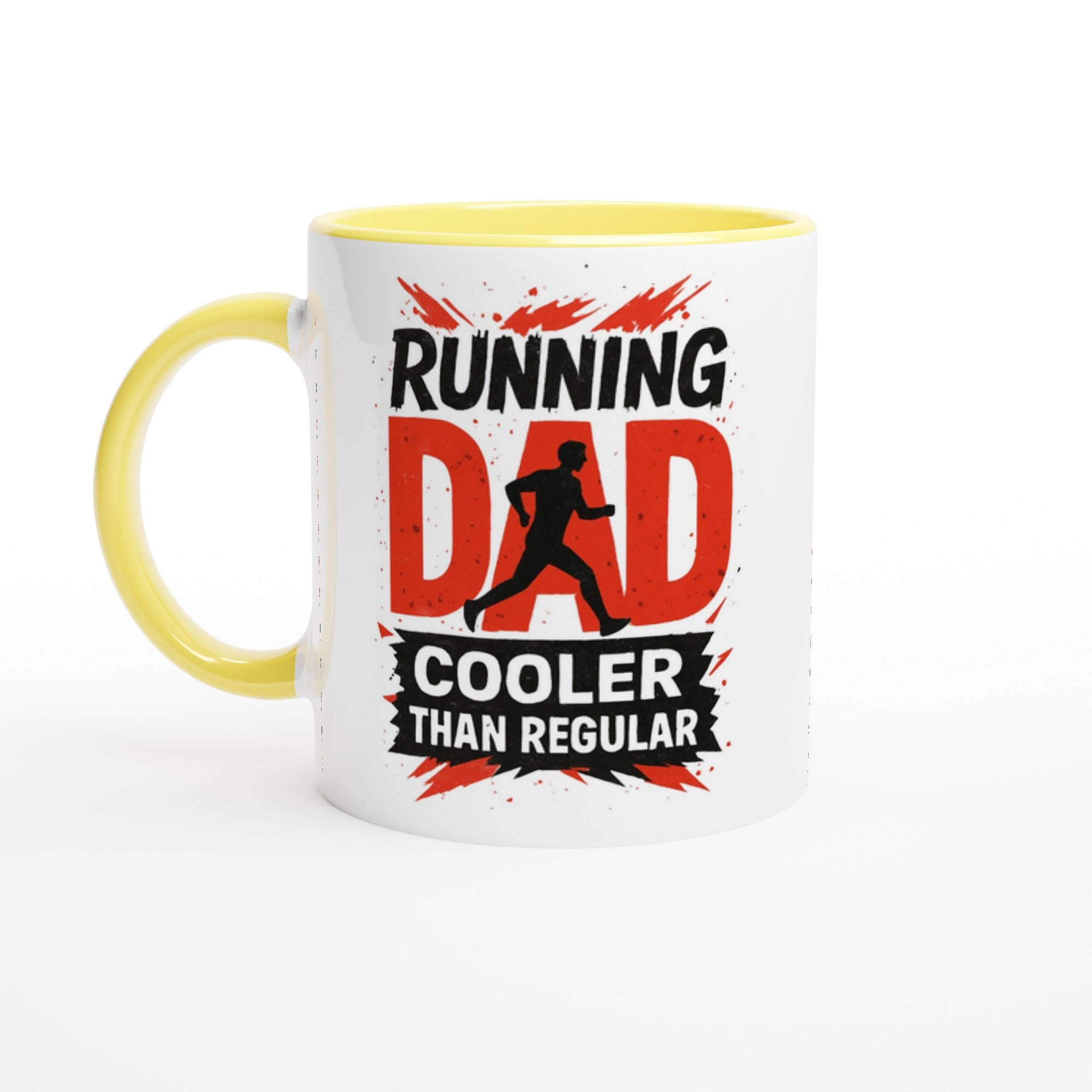 Running Dad Mug - Cooler than Regular Dad | 11oz Gift for Runners Ceramic Yellow