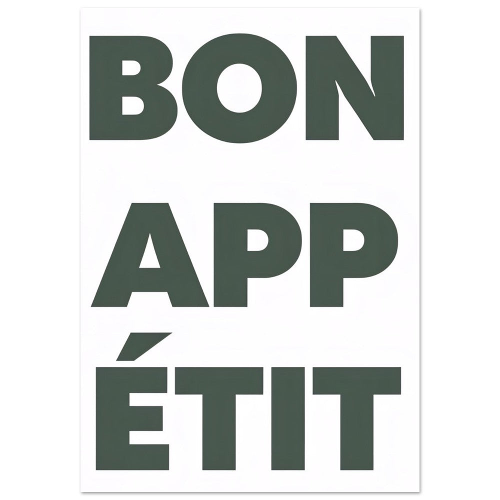 Bon Appétit Wall Art Poster, Unframed Dining Art Print in A0, A1, A2, A3, 8x12, 12x18, 16x24 30x40 Sizes, Matte Finish, Kitchen Poster 70x100 cm 28x40″ Style A - Beige