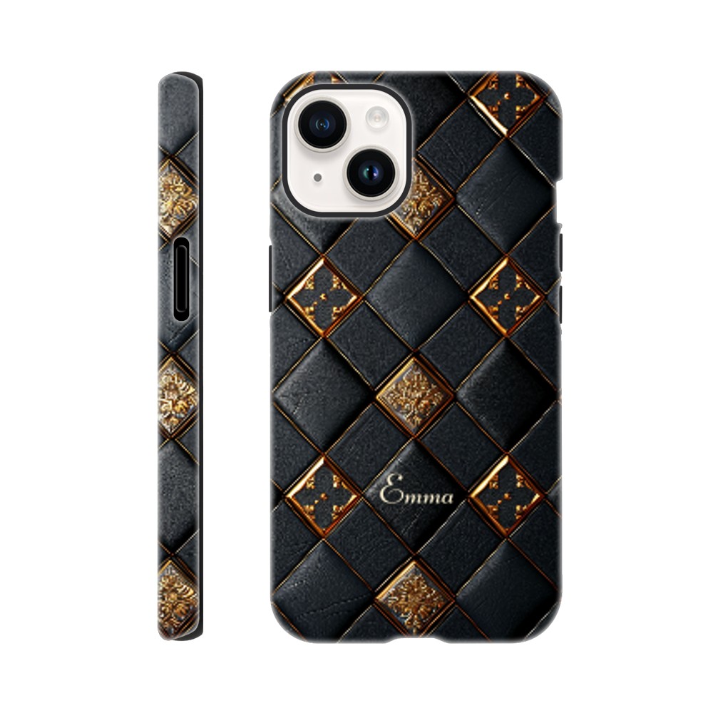 Personalized iPhone 16 and 15 Pro Max Cover,Luxury Checkers Pattern Tough Case,Custom Design,iPhone 16,15,14,13,12,11 iPhone 14