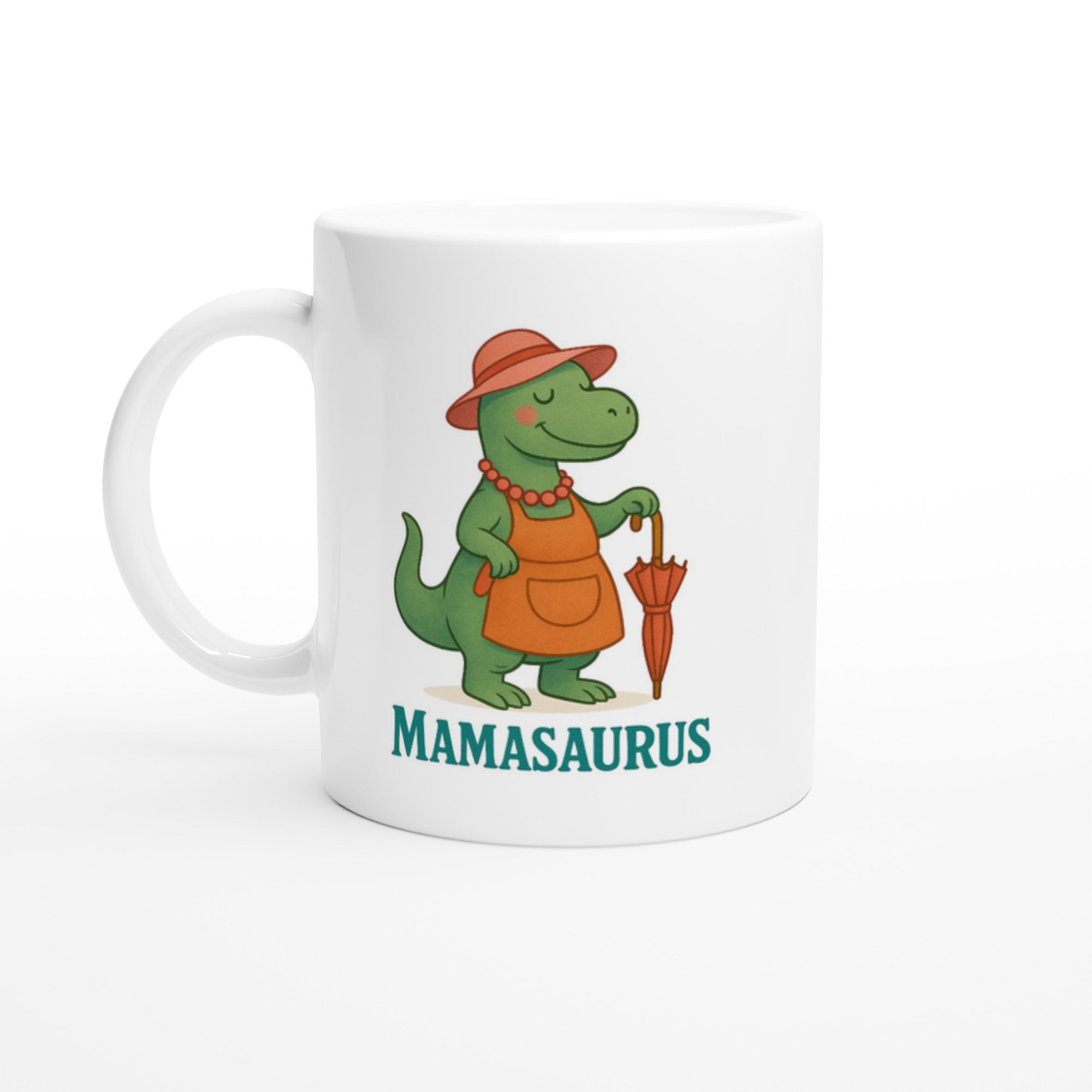Mamasaurus Mug - Cute Dinosaur Coffee Cup - Perfect Gift for Moms Ceramic White