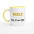 MILF Coffee Mug - Man I Love Food - Funny Humorous Gift - 11oz Ceramic Cup Ceramic Yellow