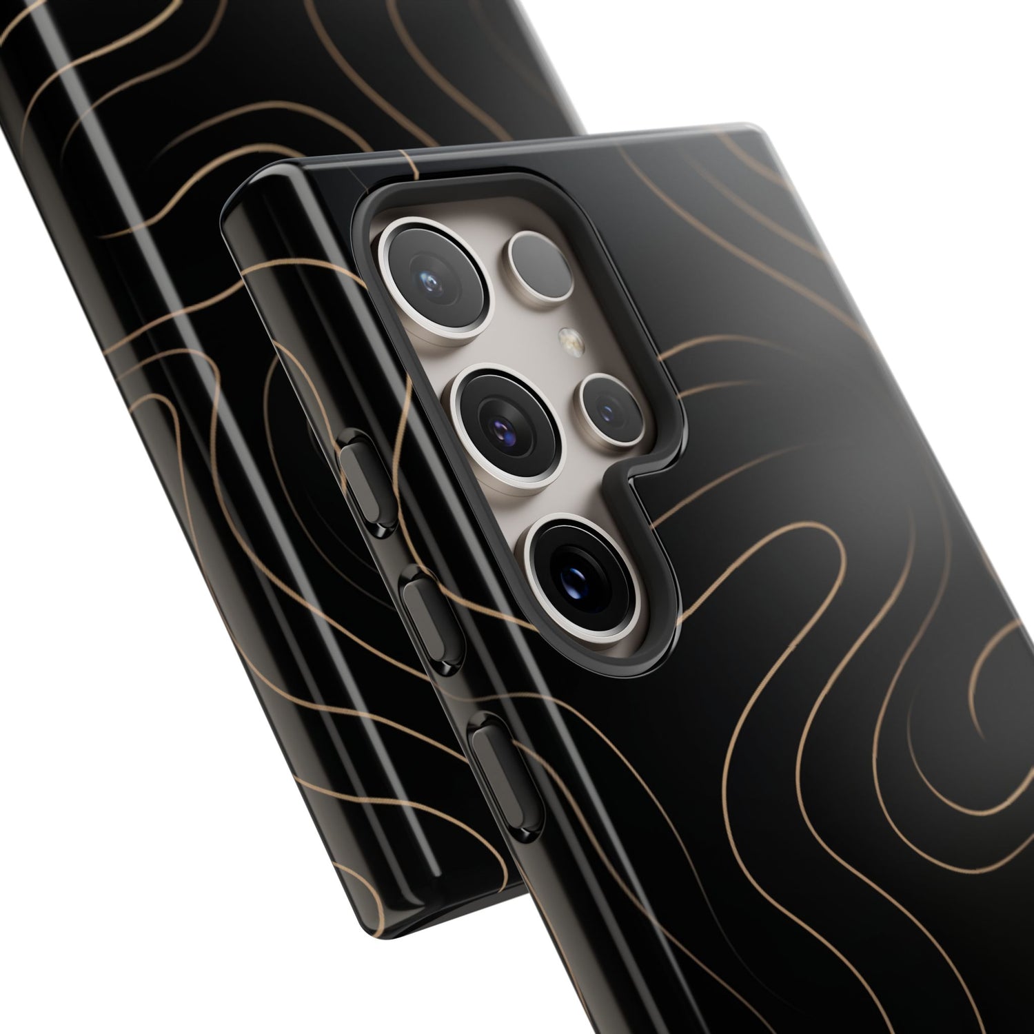 Noir Topograph - Black Minimalist Line Art Phone Case