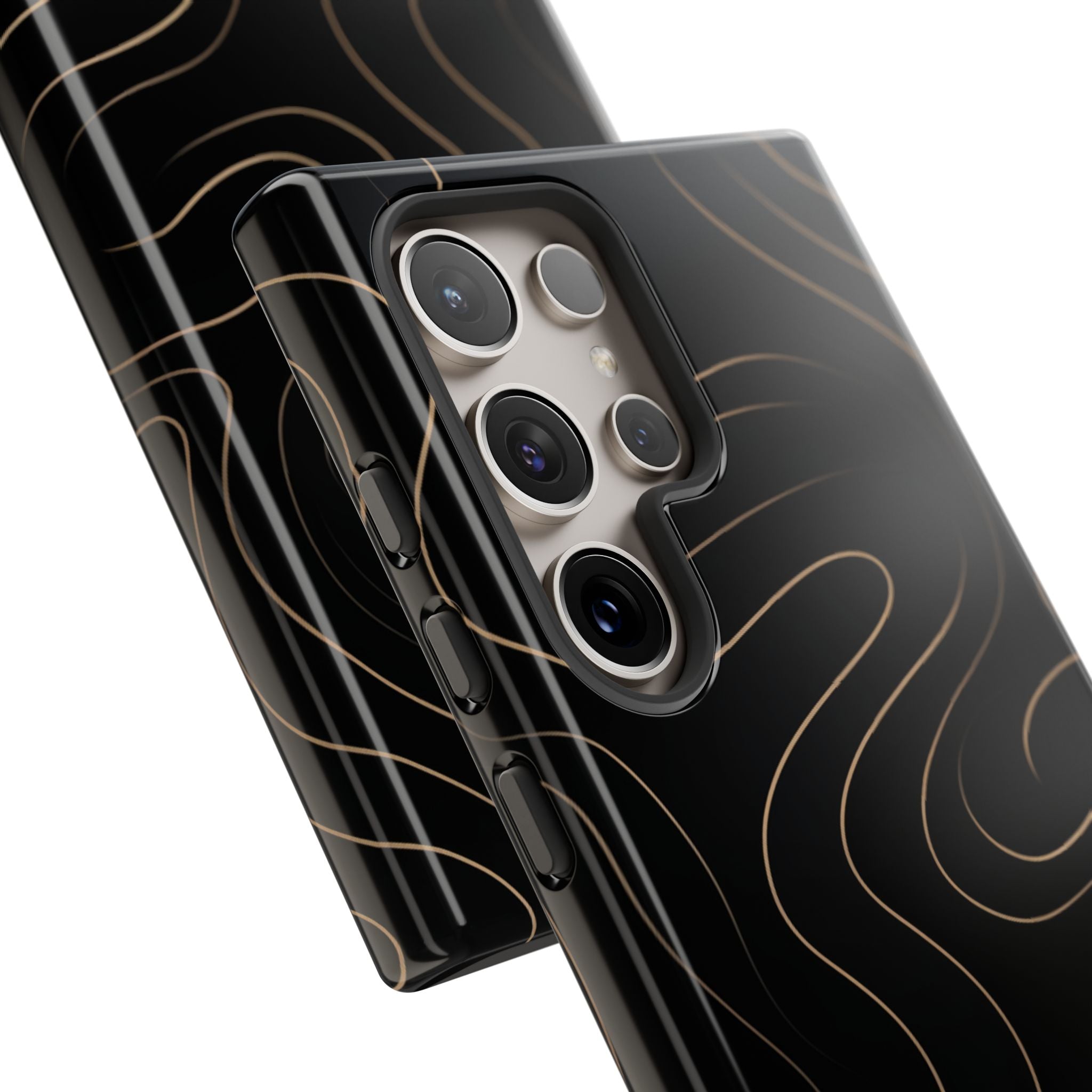 Noir Topograph - Black Minimalist Line Art Phone Case