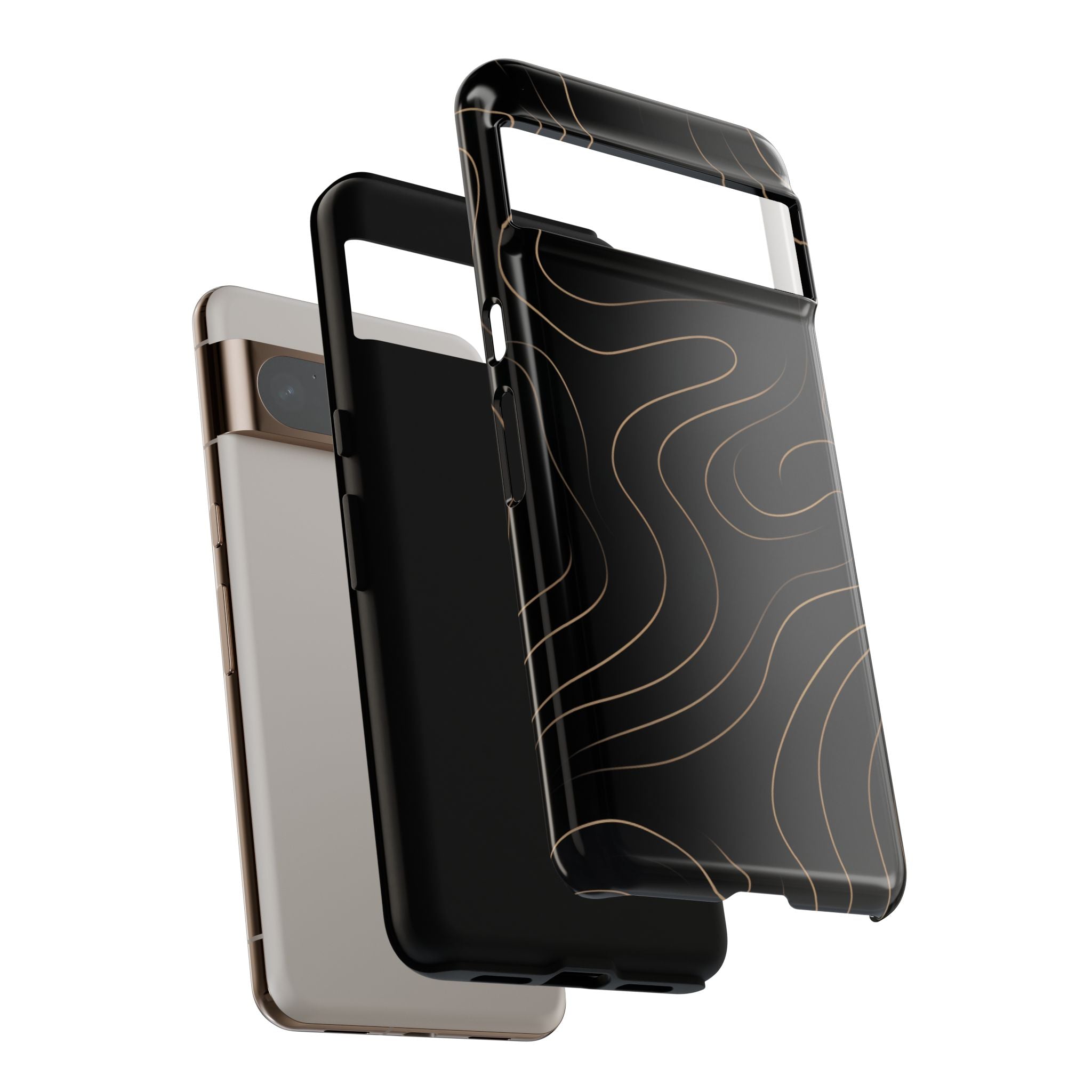 Noir Topograph - Black Minimalist Line Art Phone Case