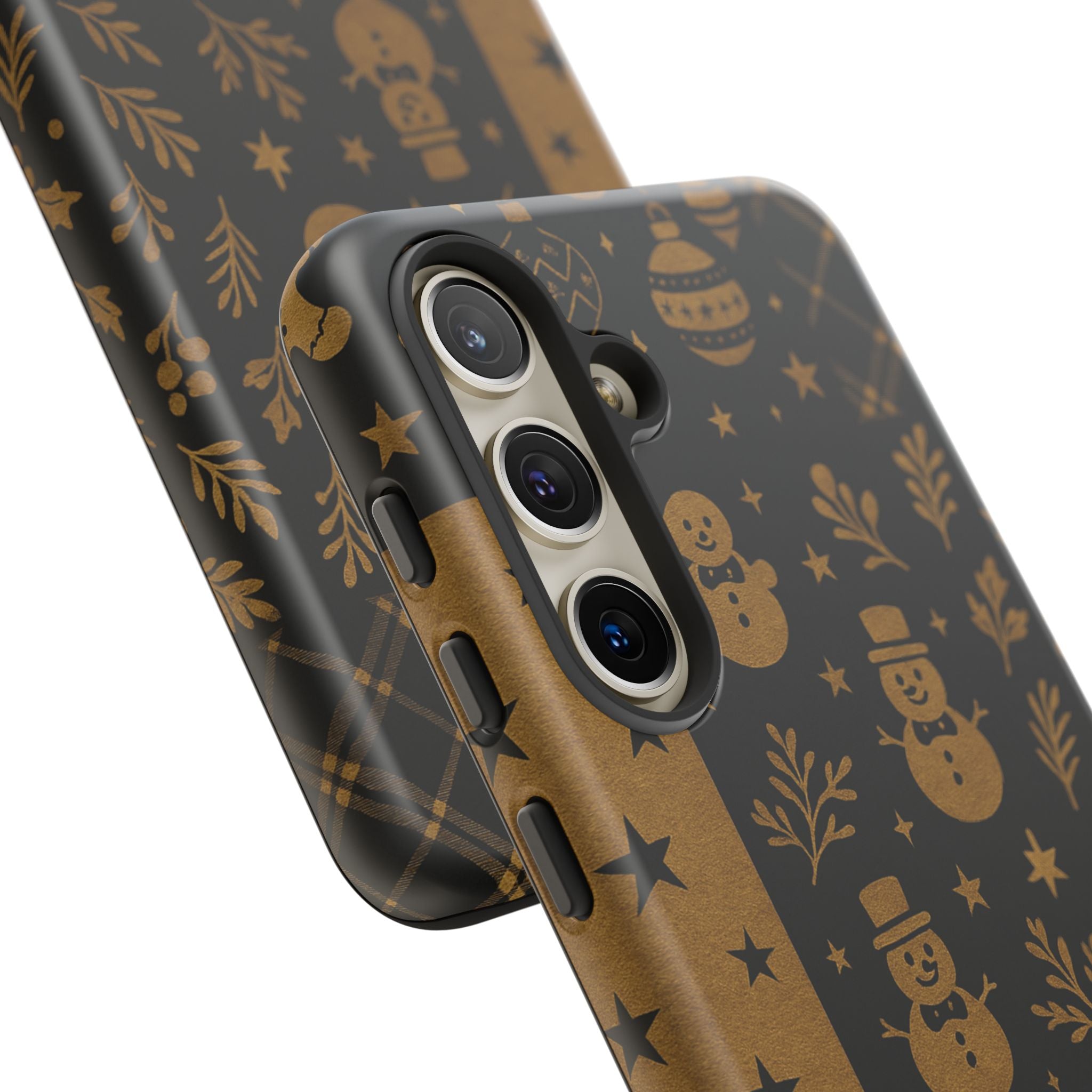 Black Festive Phone Case | Christmas Gift | Holiday Decor | Snowman Design | Tough Cases | Winter Celebration