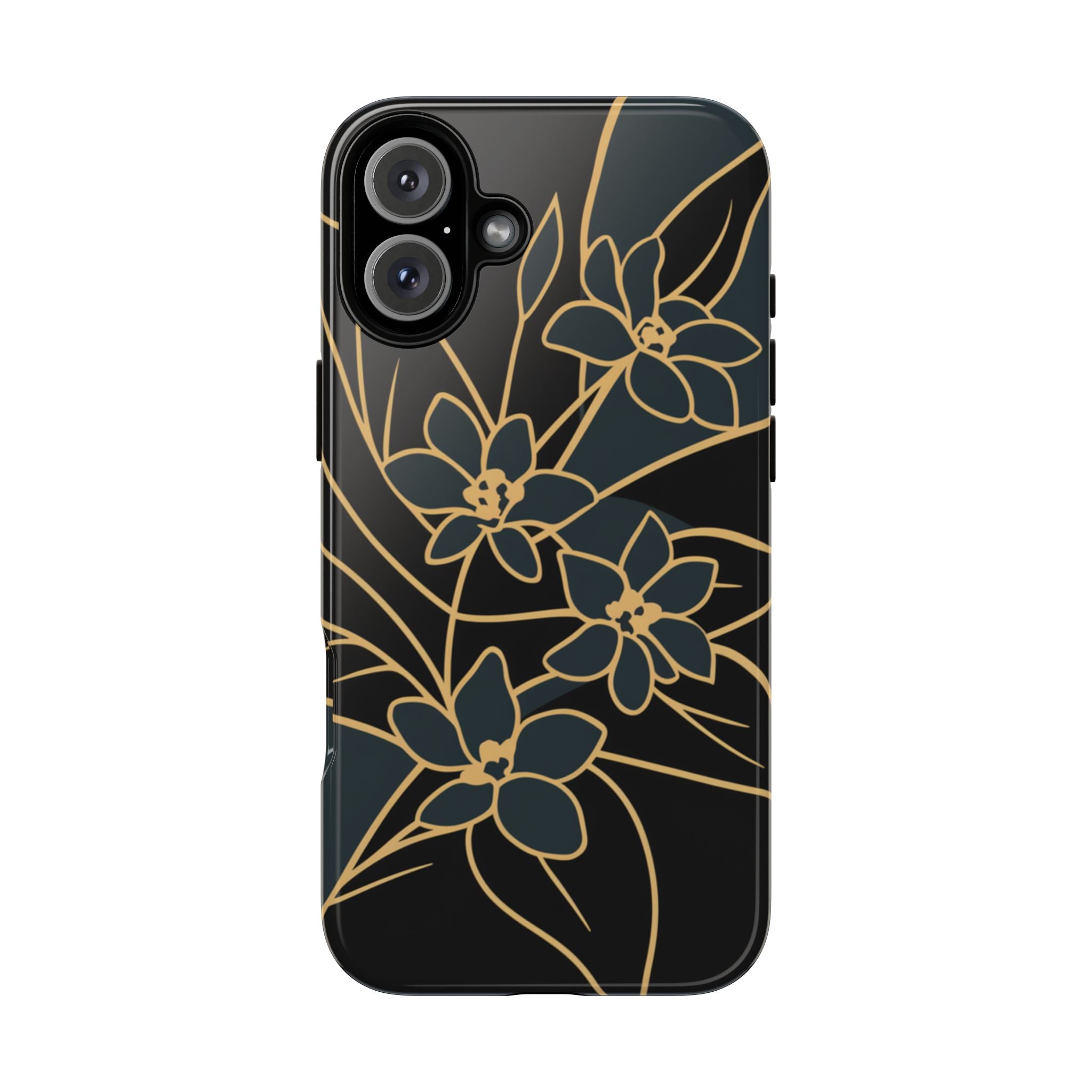 Golden Bloom - Elegant Floral Line Art Phone Case iPhone 16 Plus Glossy