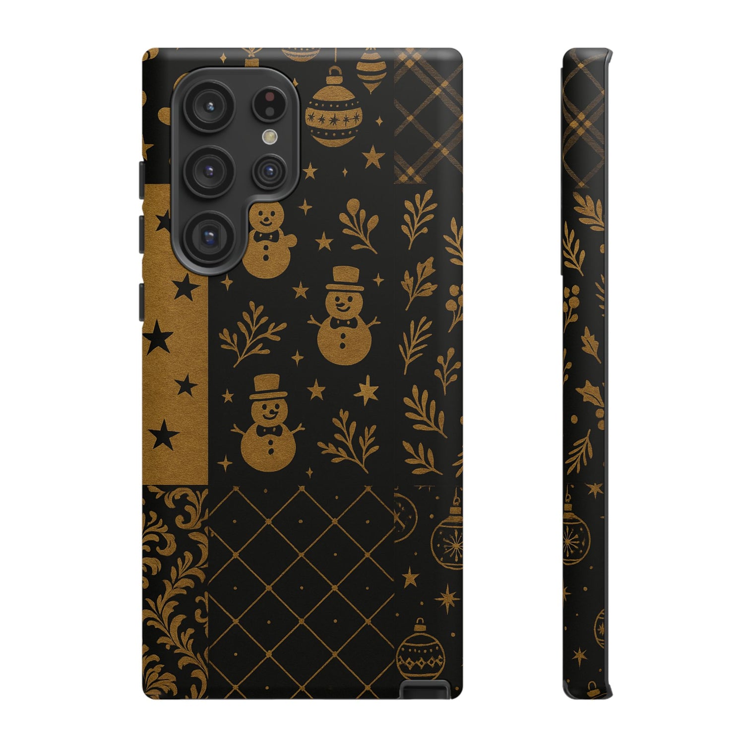 Black Festive Phone Case | Christmas Gift | Holiday Decor | Snowman Design | Tough Cases | Winter Celebration Samsung Galaxy S22 Ultra Matte