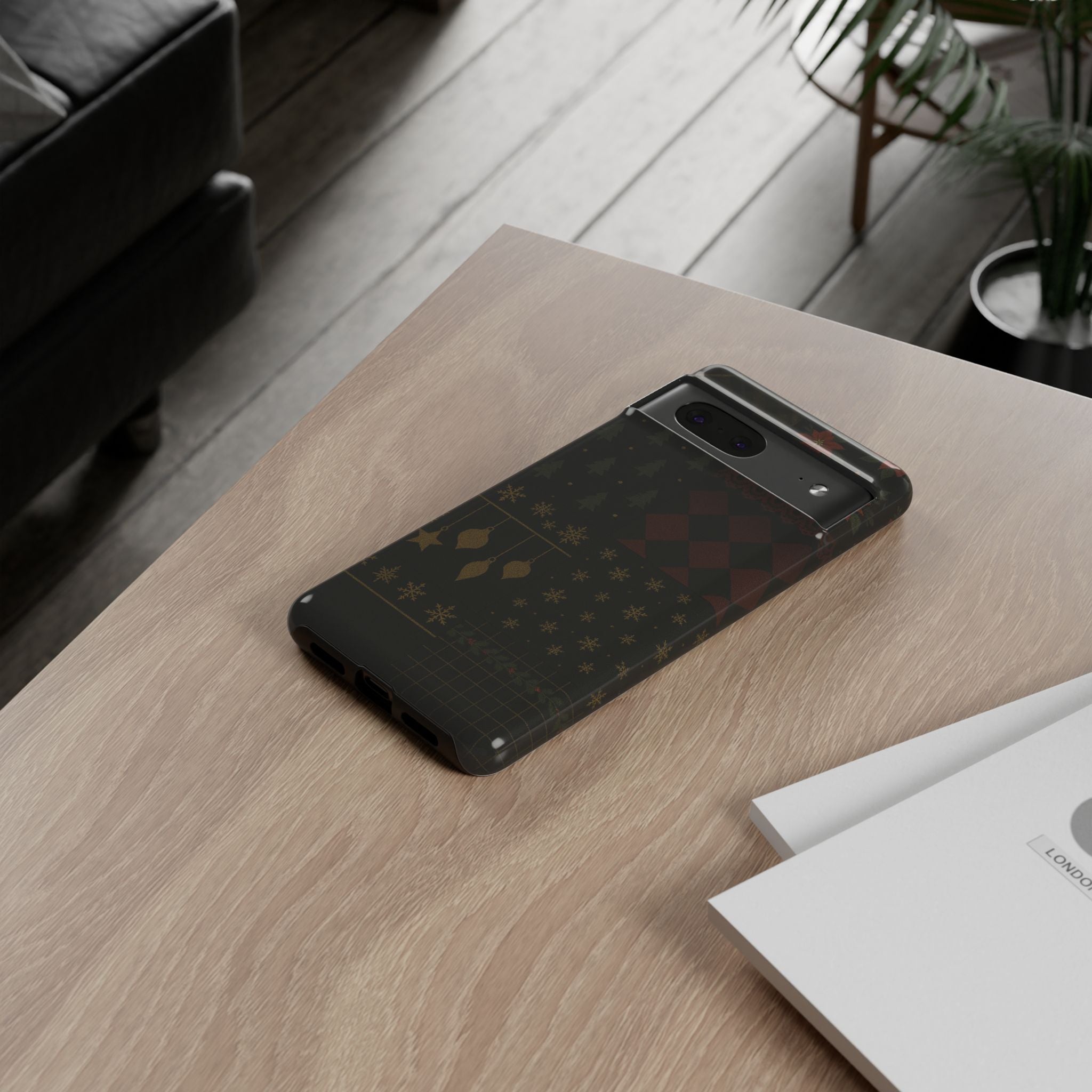 Black Luxury Phone Case for Christmas Festive Season - Tough design