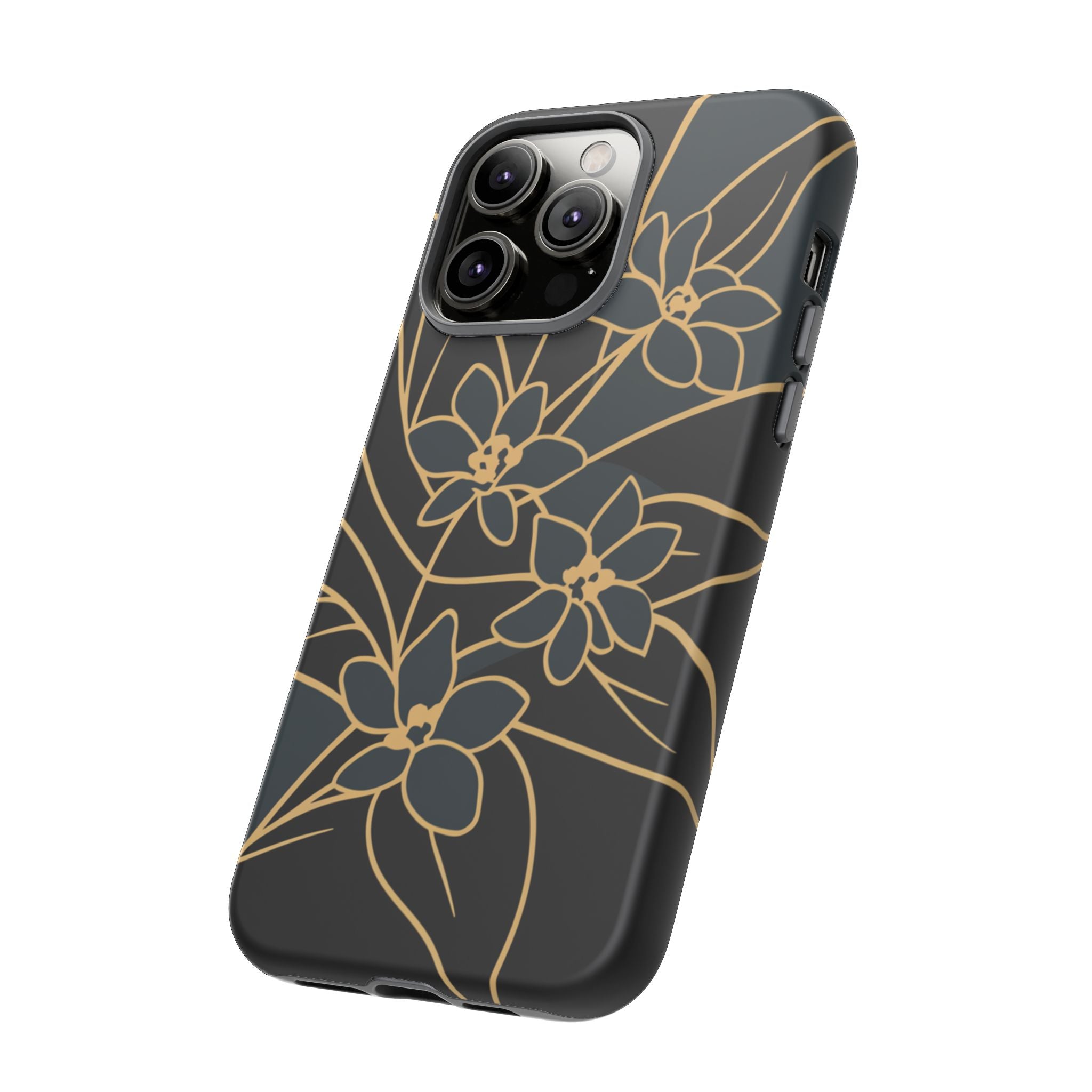Golden Bloom - Elegant Floral Line Art Phone Case