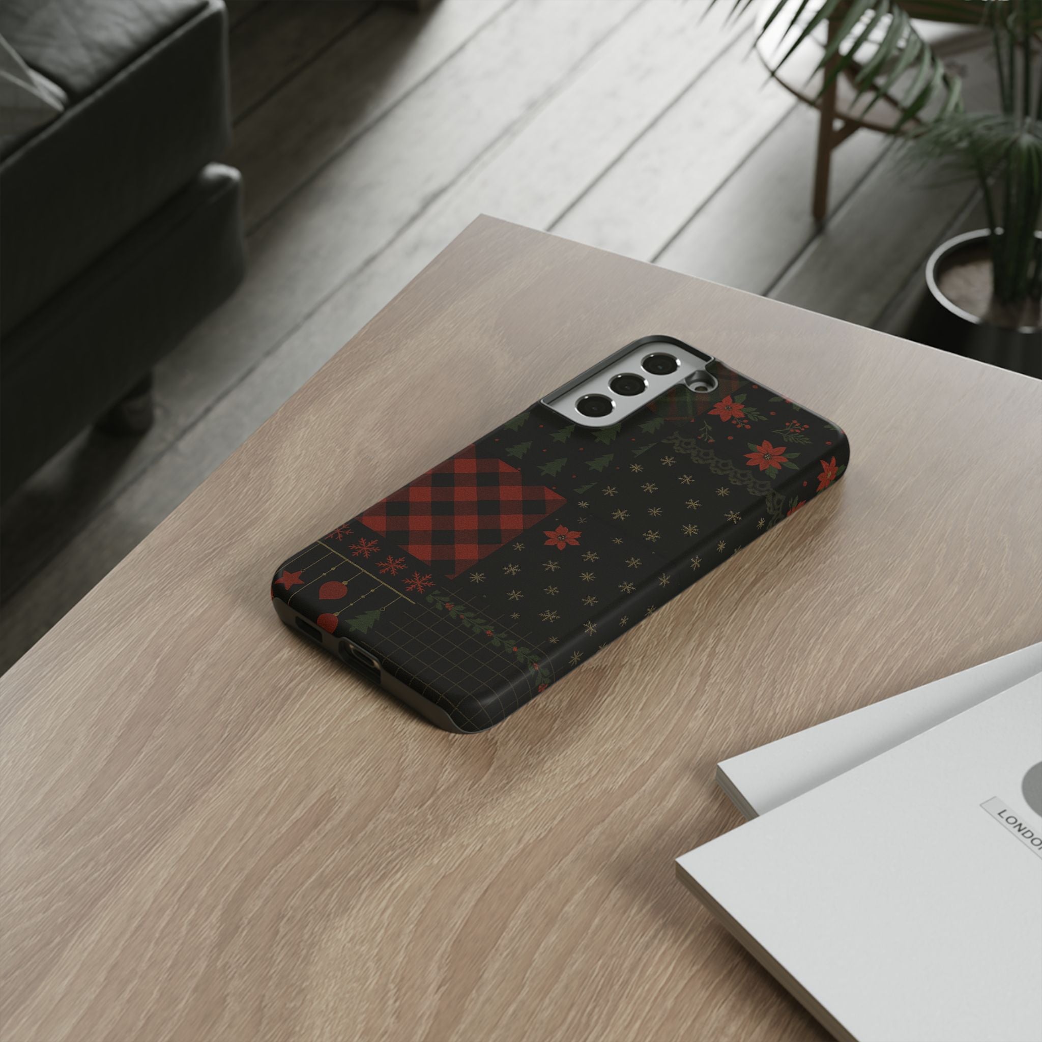 Black Festive Phone Case - Christmas Phone Cover - Tough Design