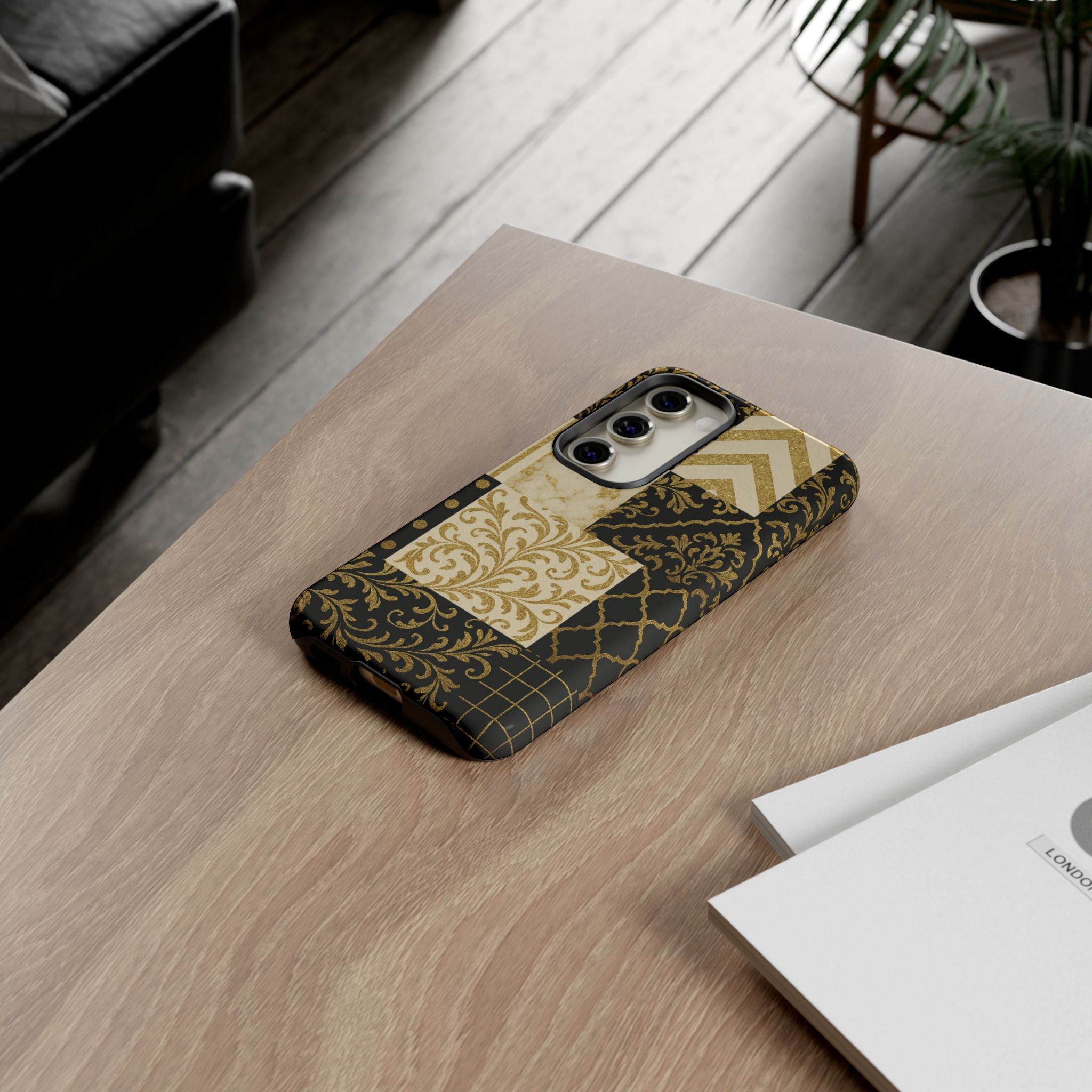 Phone Case, Luxury Black and Gold Festive Design for Christmas Gift, Holiday Decor, Tough Cases, Winter Celebration, Elegant iPhone Cover