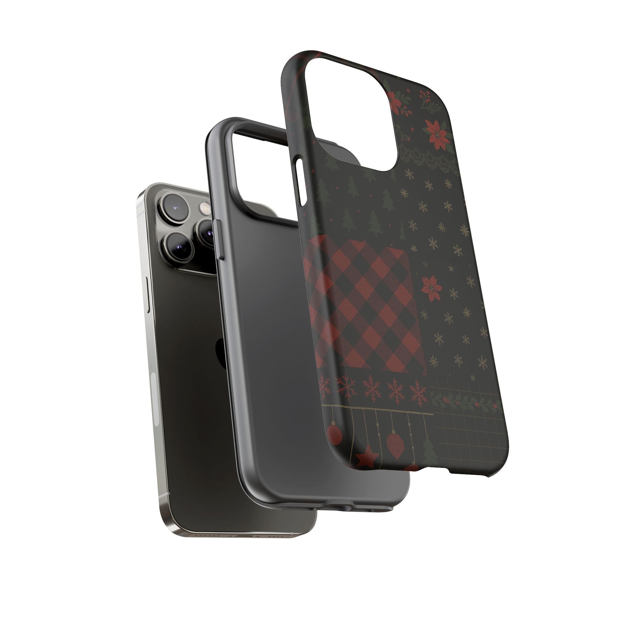 Black Festive Phone Case - Christmas Phone Cover - Tough Design