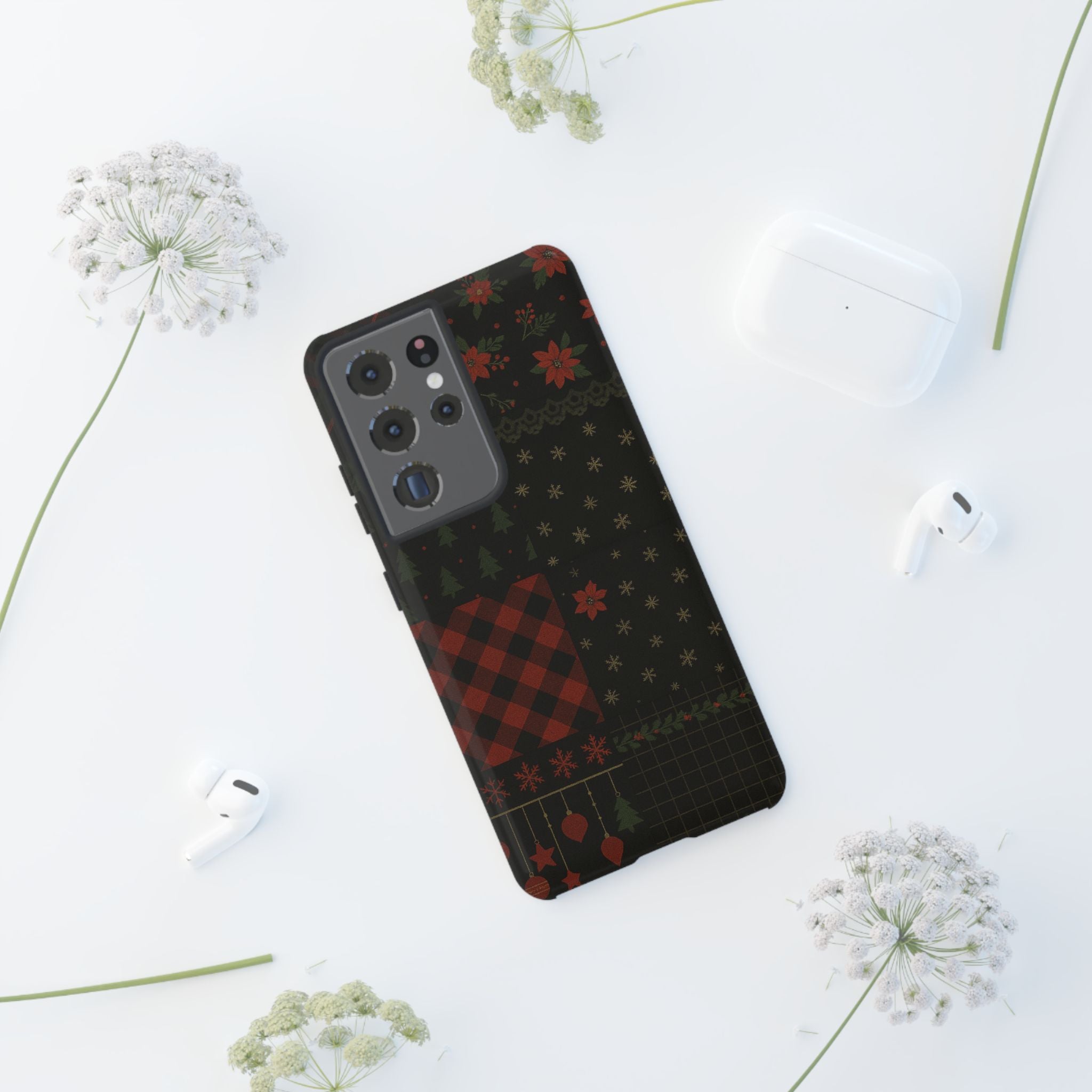 Black Festive Phone Case - Christmas Phone Cover - Tough Design