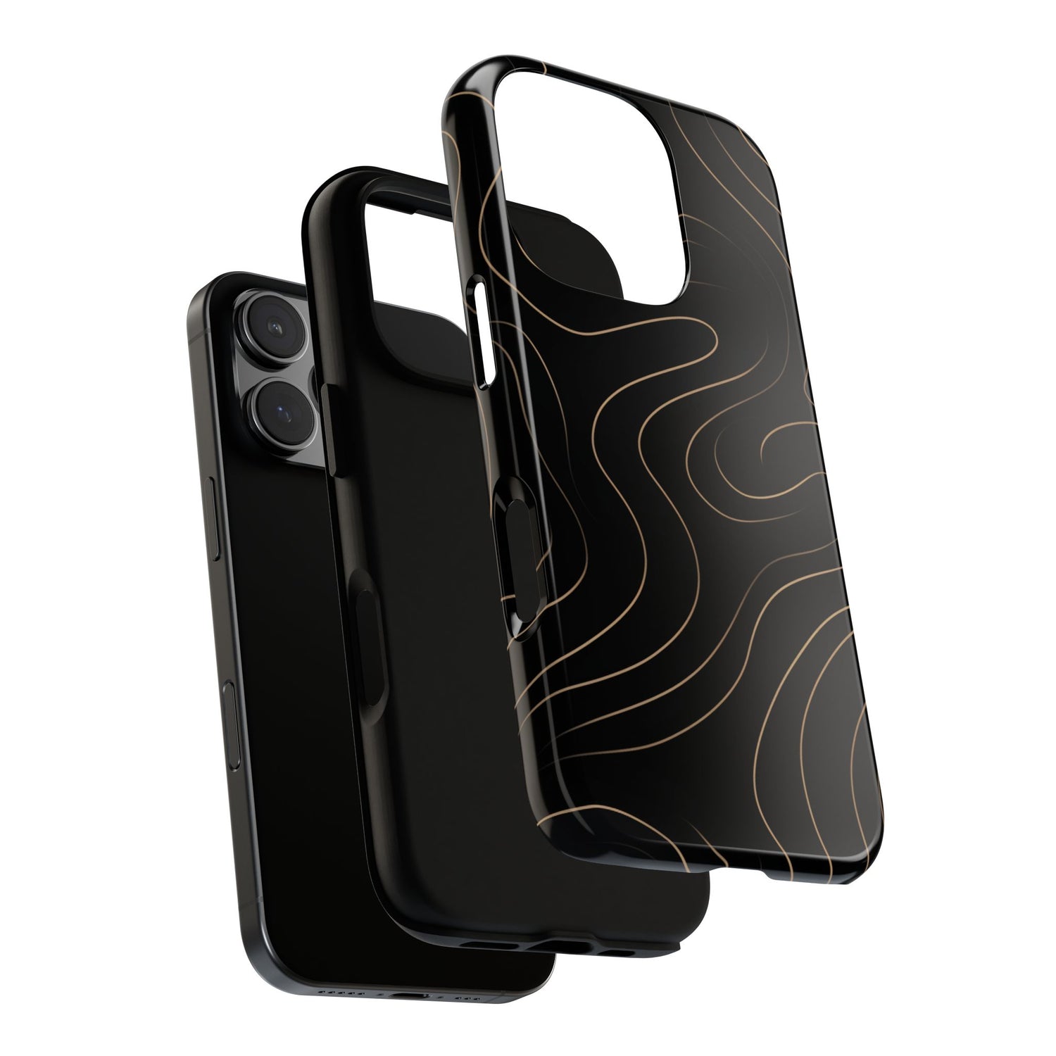 Noir Topograph - Black Minimalist Line Art Phone Case