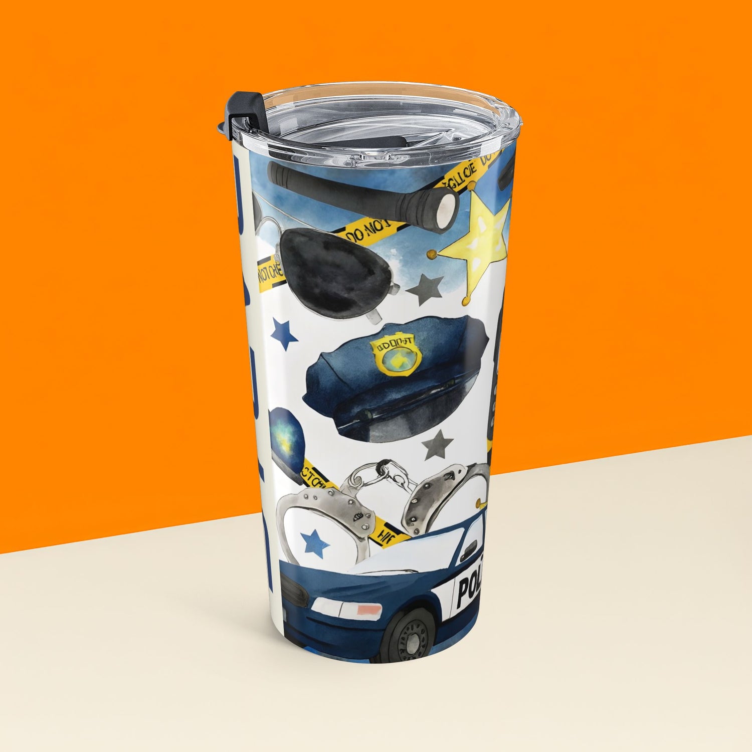 Police Themed Tumbler - Personalised 20oz Insulated Cup | Custom Name Law Enforcement Gift