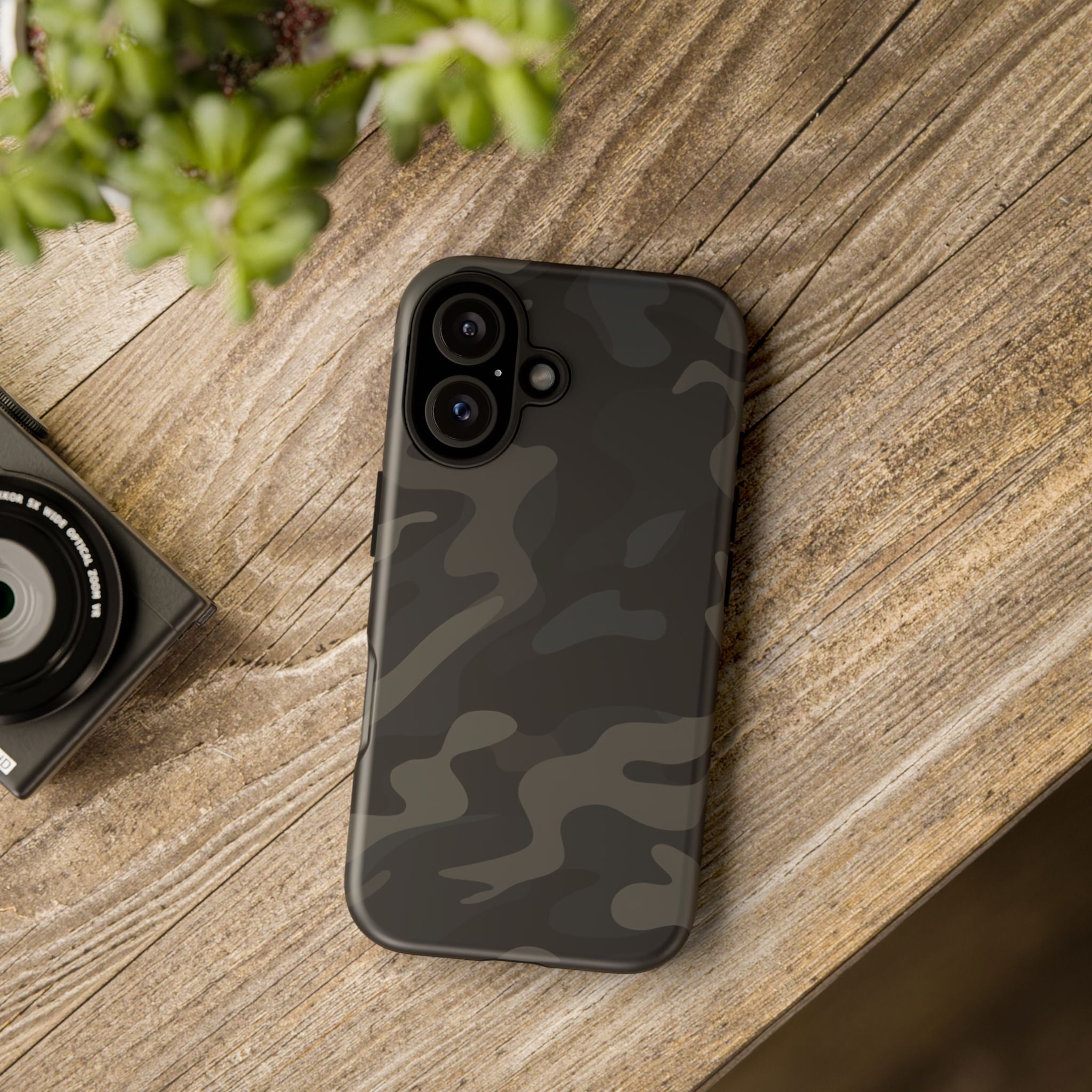 Black Camouflage Phone Case for iPhone, Samsung and Google Pixel