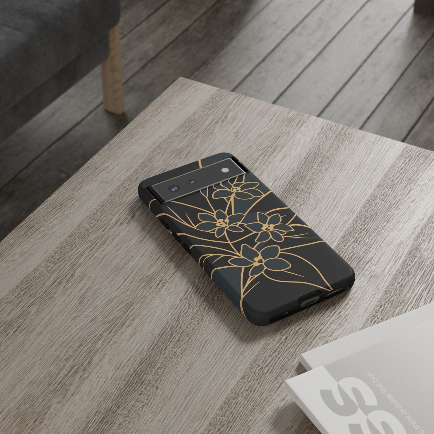 Golden Bloom - Elegant Floral Line Art Phone Case