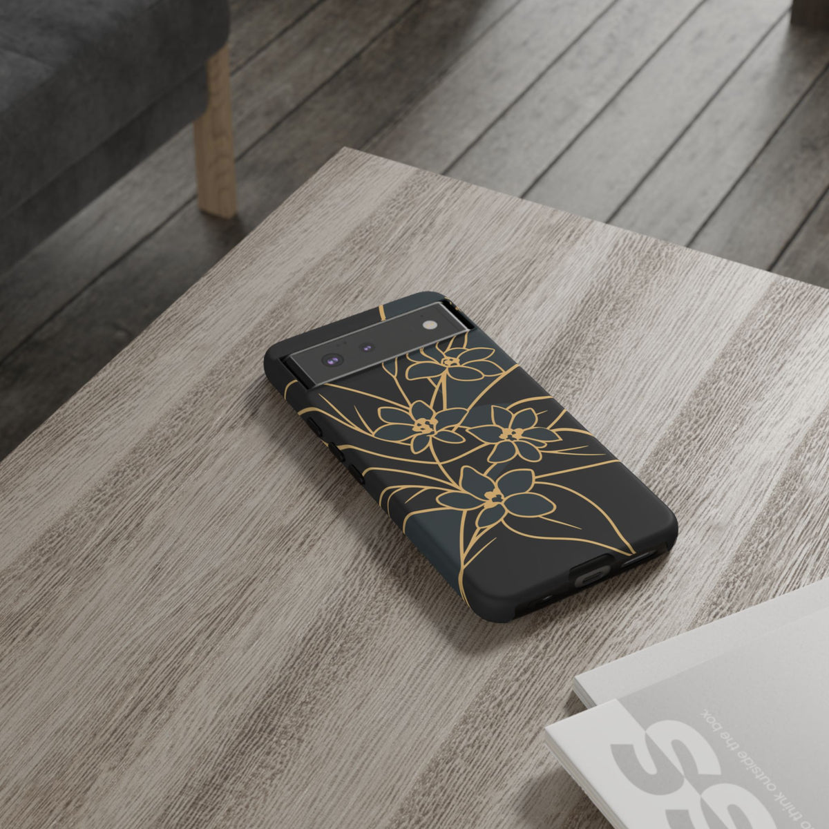 Golden Bloom - Elegant Floral Line Art Phone Case