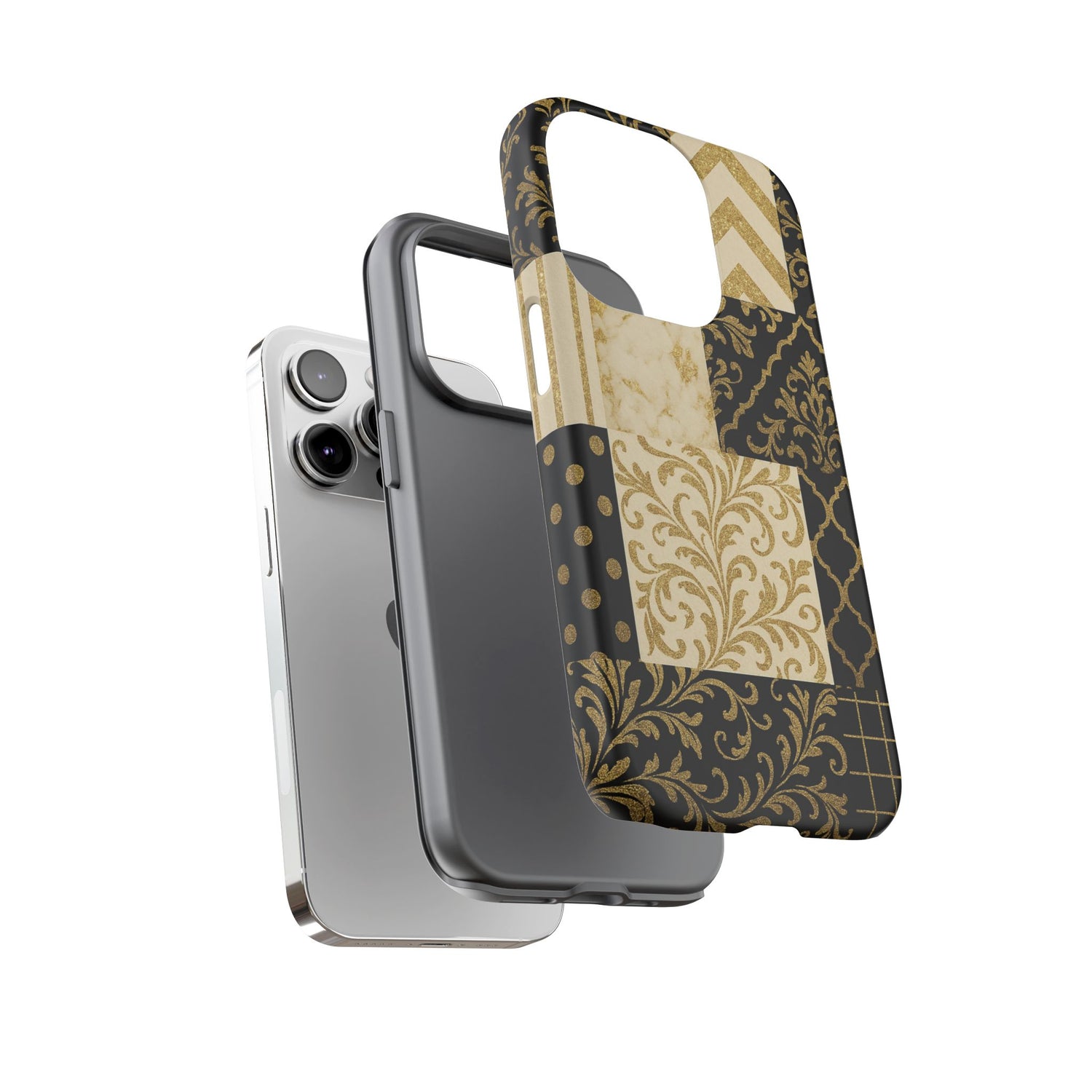 Phone Case, Luxury Black and Gold Festive Design for Christmas Gift, Holiday Decor, Tough Cases, Winter Celebration, Elegant iPhone Cover