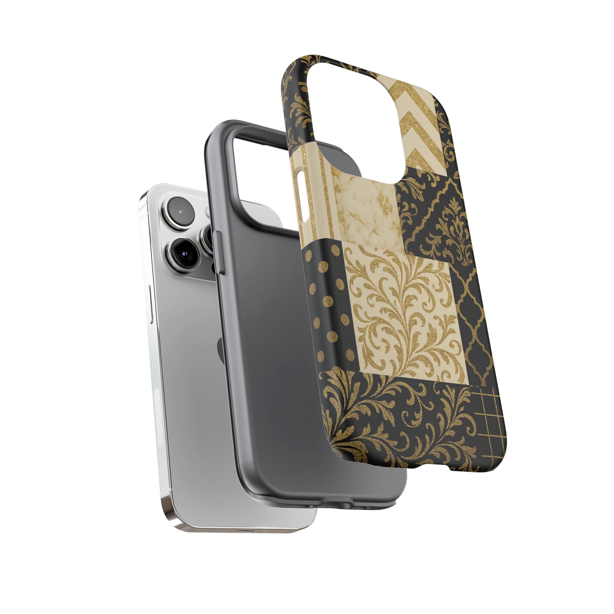 Phone Case, Luxury Black and Gold Festive Design for Christmas Gift, Holiday Decor, Tough Cases, Winter Celebration, Elegant iPhone Cover