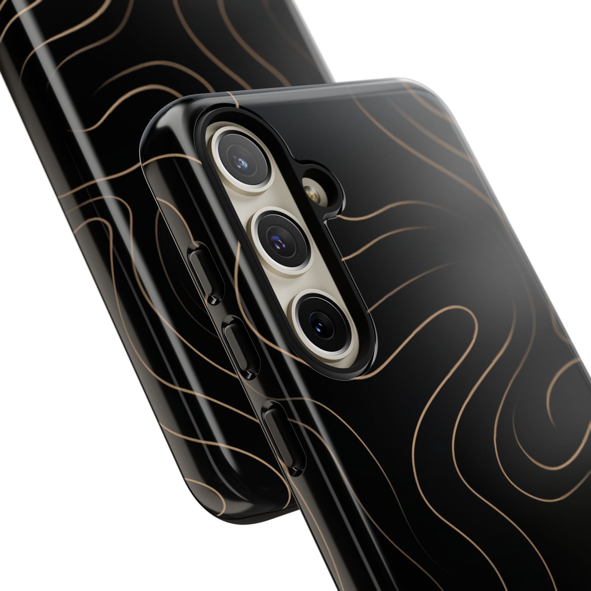 Noir Topograph - Black Minimalist Line Art Phone Case