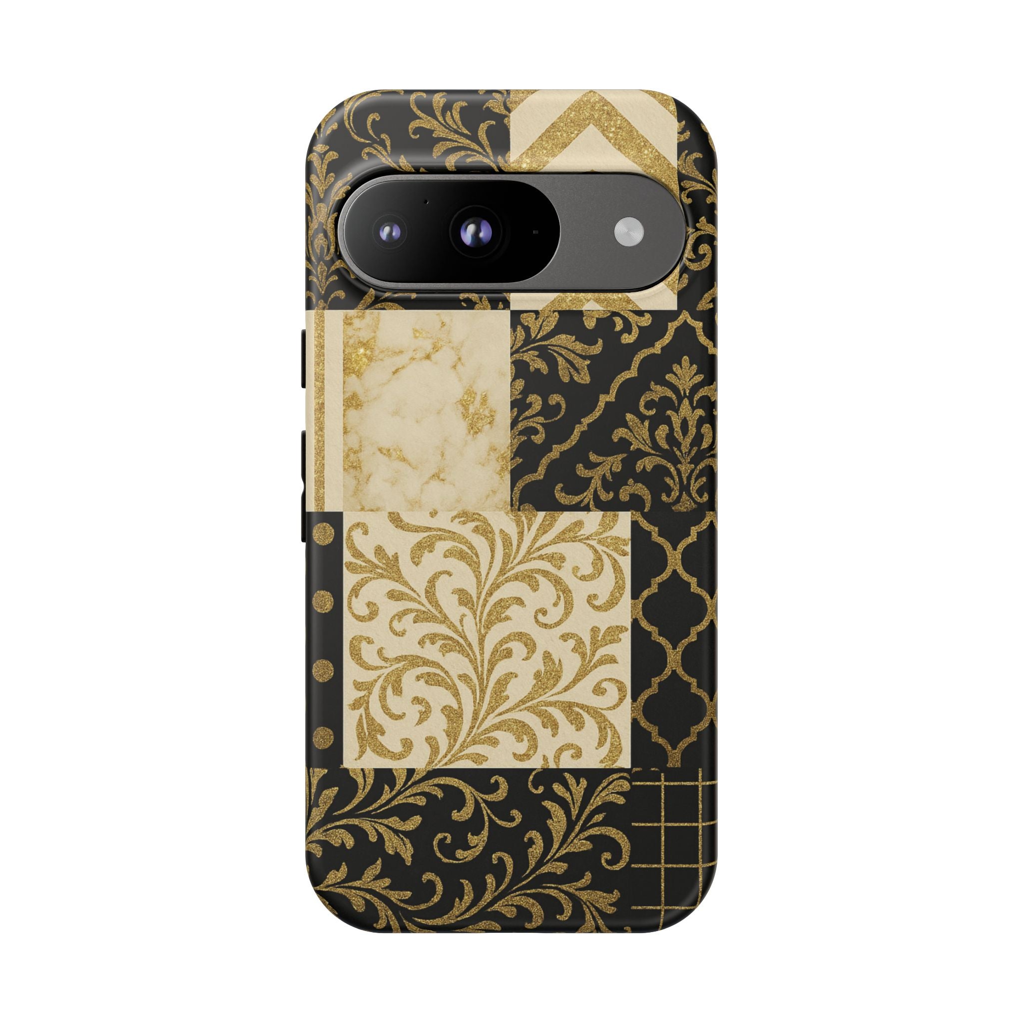 Phone Case, Luxury Black and Gold Festive Design for Christmas Gift, Holiday Decor, Tough Cases, Winter Celebration, Elegant iPhone Cover Google Pixel 9 Matte