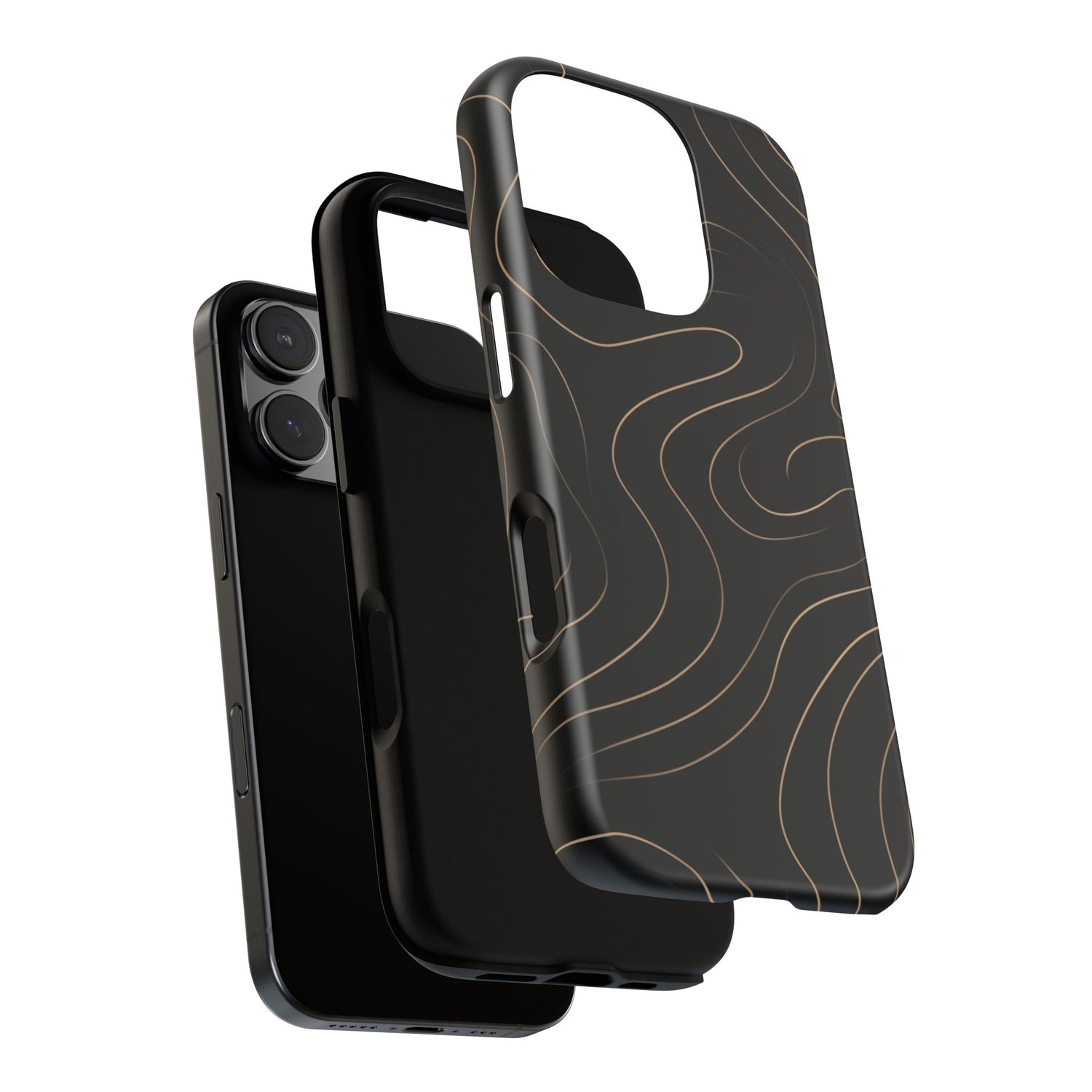 Noir Topograph - Black Minimalist Line Art Phone Case