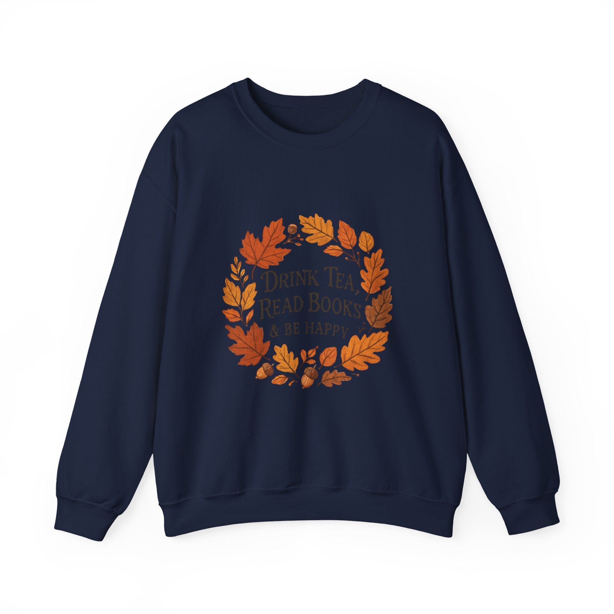 Cozy Book Lover Crewneck Sweatshirt - Fall Fashion Tea & Books Apparel | Gift for Readers Navy