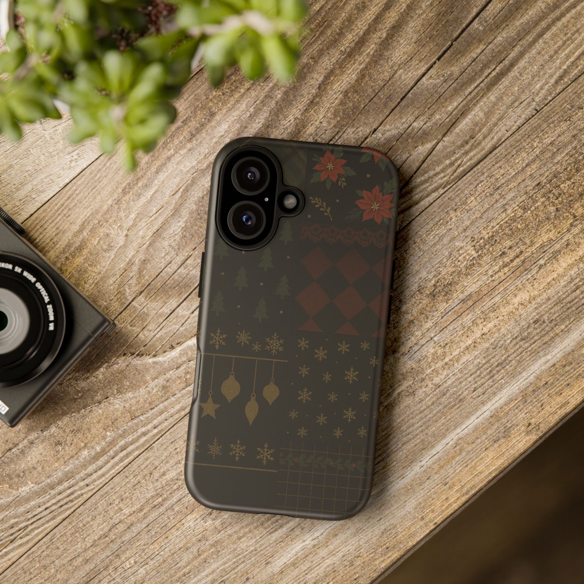 Black Luxury Phone Case for Christmas Festive Season - Tough design