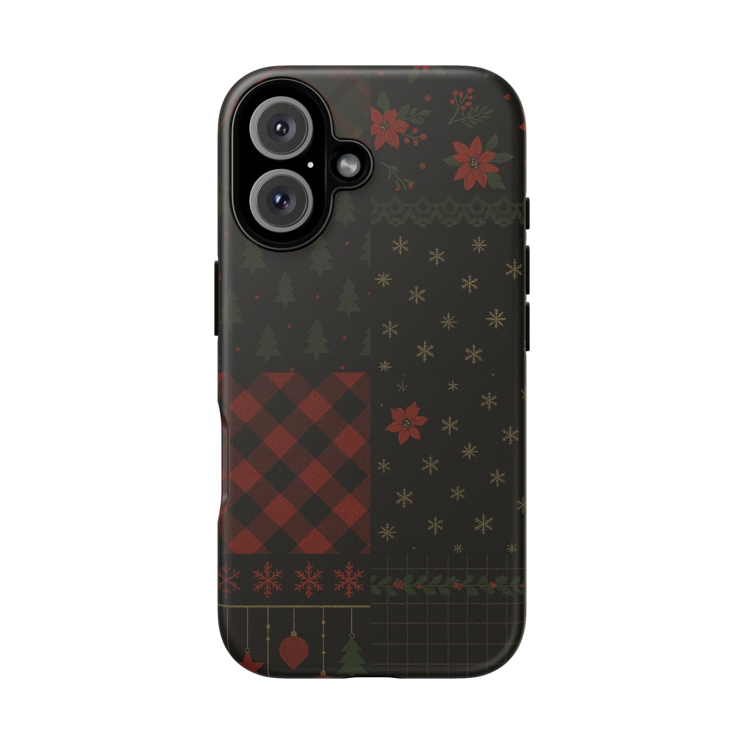 Black Festive Phone Case - Christmas Phone Cover - Tough Design iPhone 16 Matte
