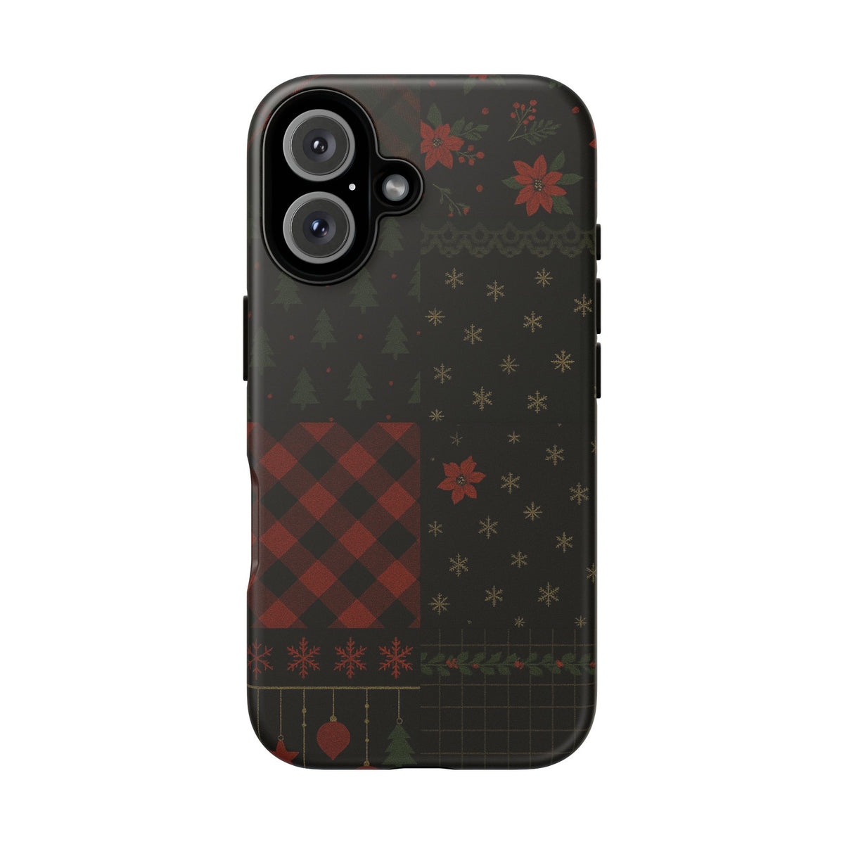 Black Festive Phone Case - Christmas Phone Cover - Tough Design iPhone 16 Matte