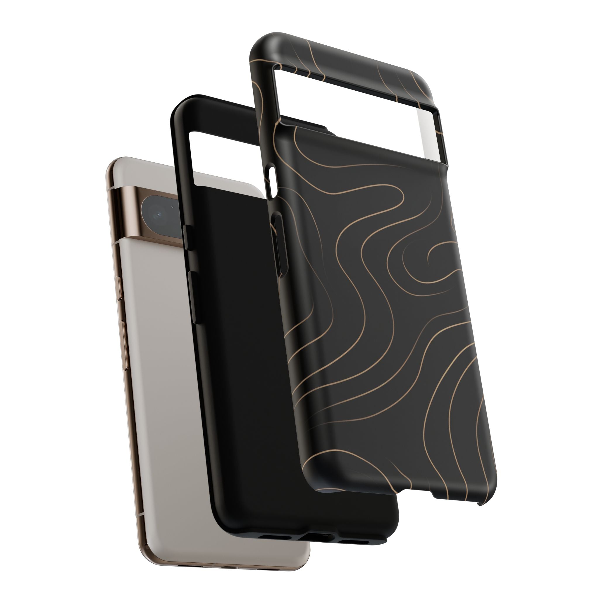 Noir Topograph - Black Minimalist Line Art Phone Case