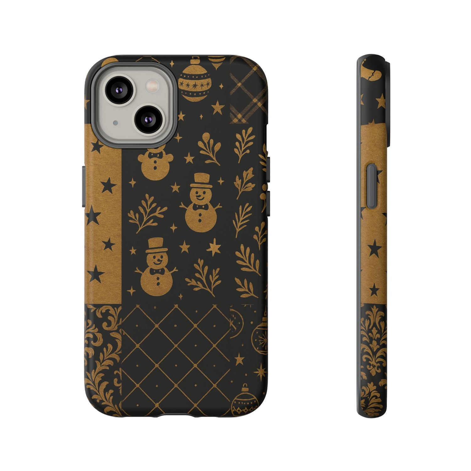 Black Festive Phone Case | Christmas Gift | Holiday Decor | Snowman Design | Tough Cases | Winter Celebration iPhone 14 Matte