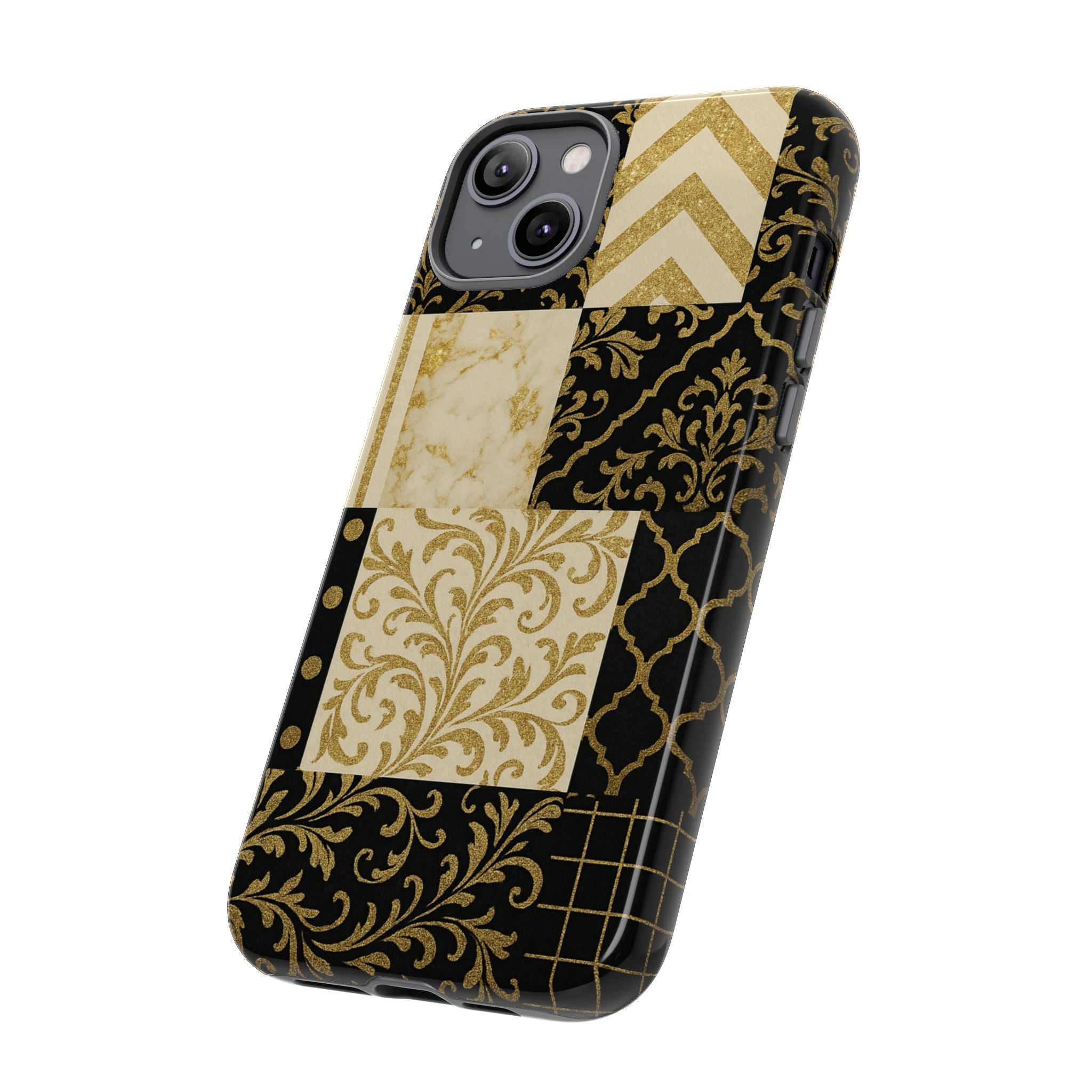 Phone Case, Luxury Black and Gold Festive Design for Christmas Gift, Holiday Decor, Tough Cases, Winter Celebration, Elegant iPhone Cover