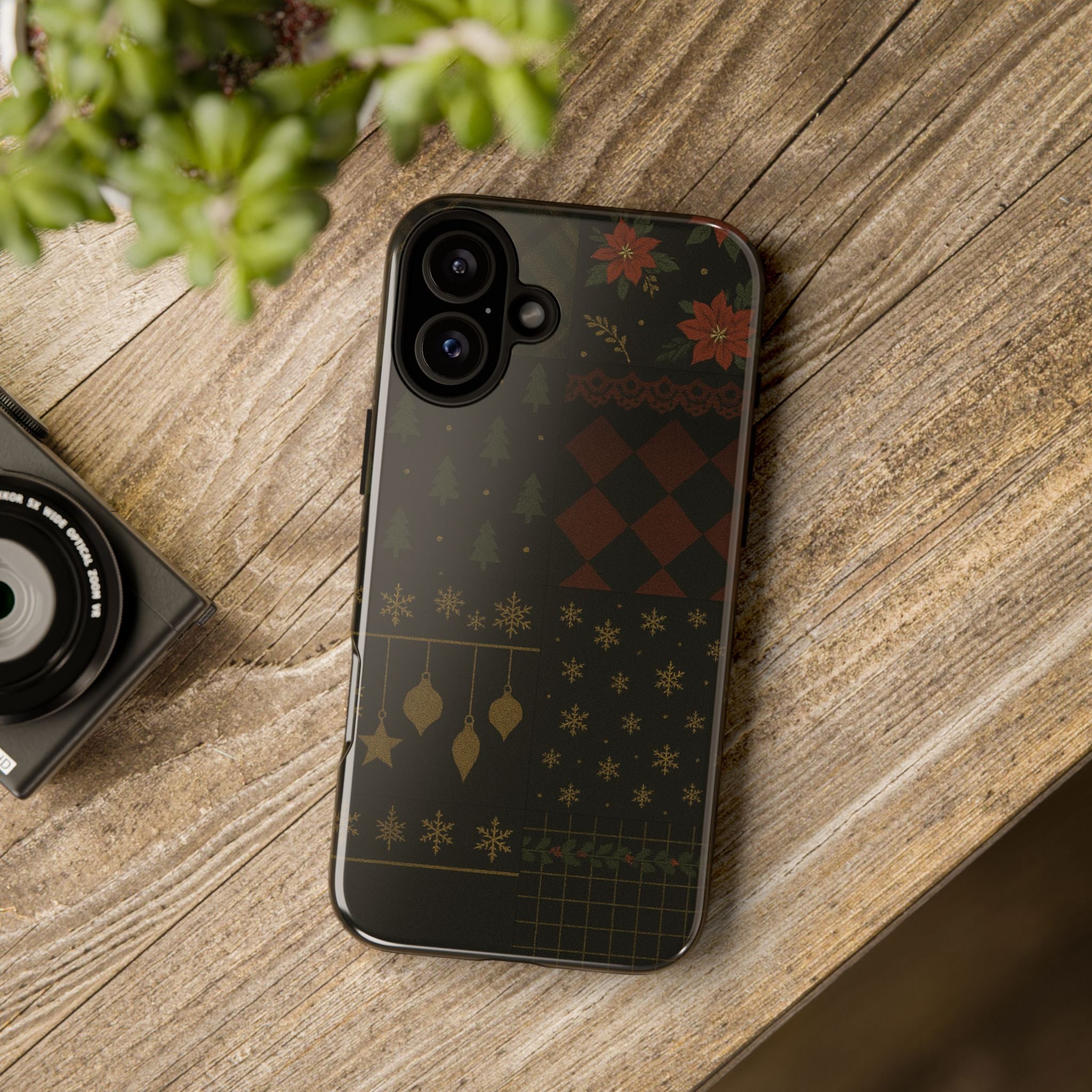 Black Luxury Phone Case for Christmas Festive Season - Tough design